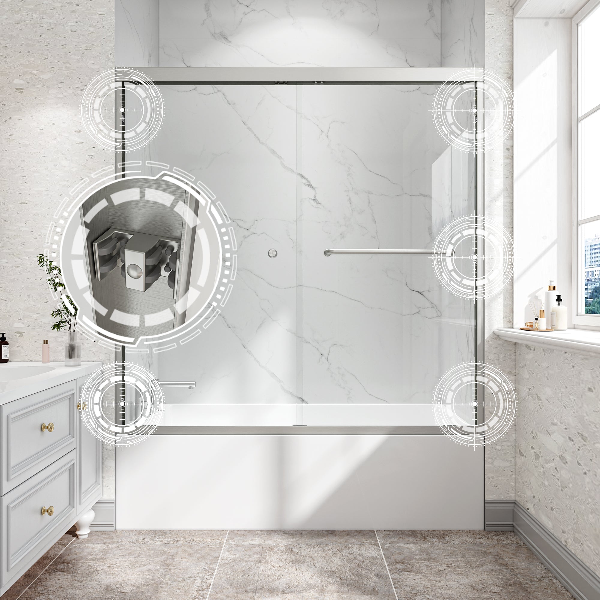 55-60 x 60 in Reversible Bathtub Door view 5
