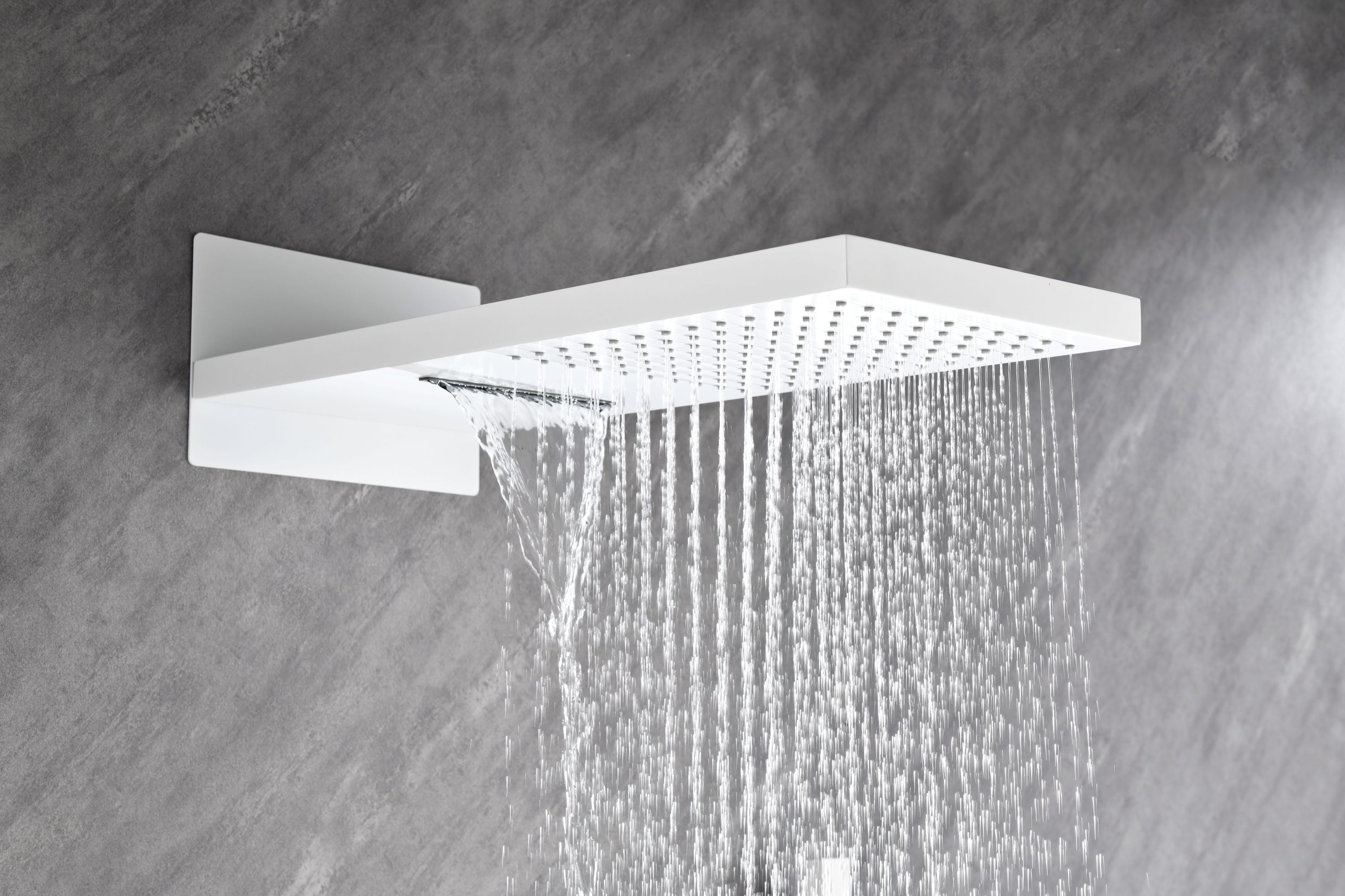 Wall Mounted Waterfall Rain Shower System With 3 Body Sprays & Handheld Shower