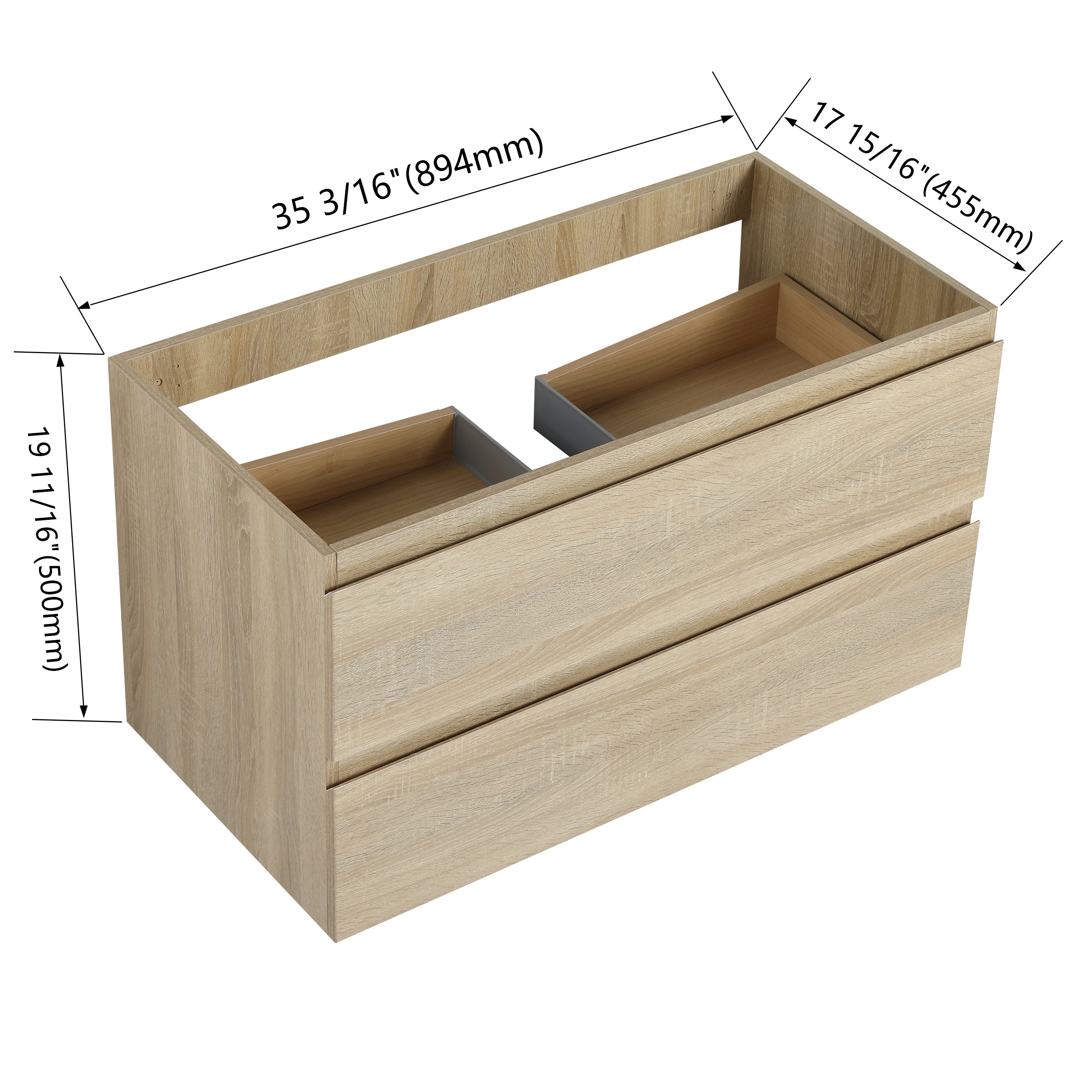 36" Wall-Mounted Bathroom Vanity (Only the Cabinet Body)-BVB01936LTO-2