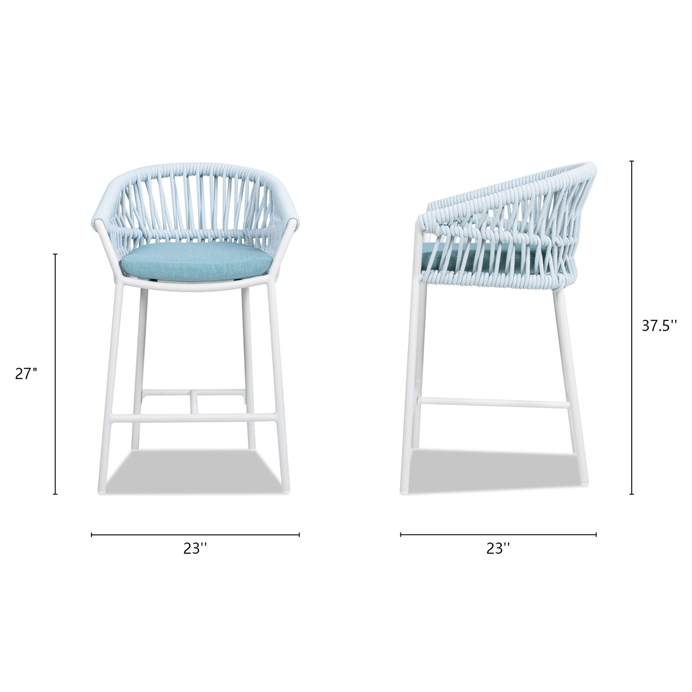 Maiden 27" Set of 2 Patio Counter Stool, Sky Blue Sunproof Olefin