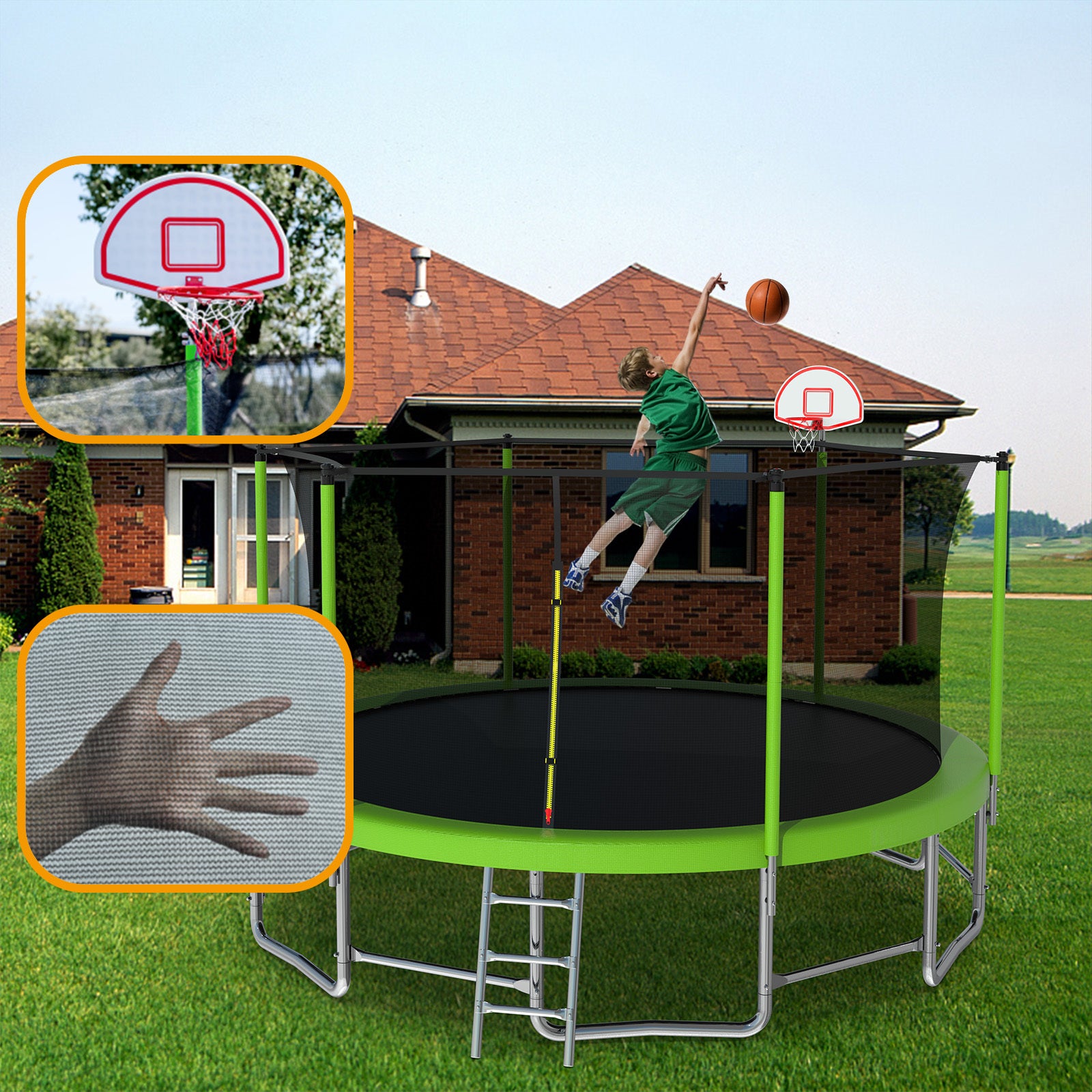 15FT for Kids Children with Safety Enclosure Net Outdoor Backyards Large Recreational Trampoline