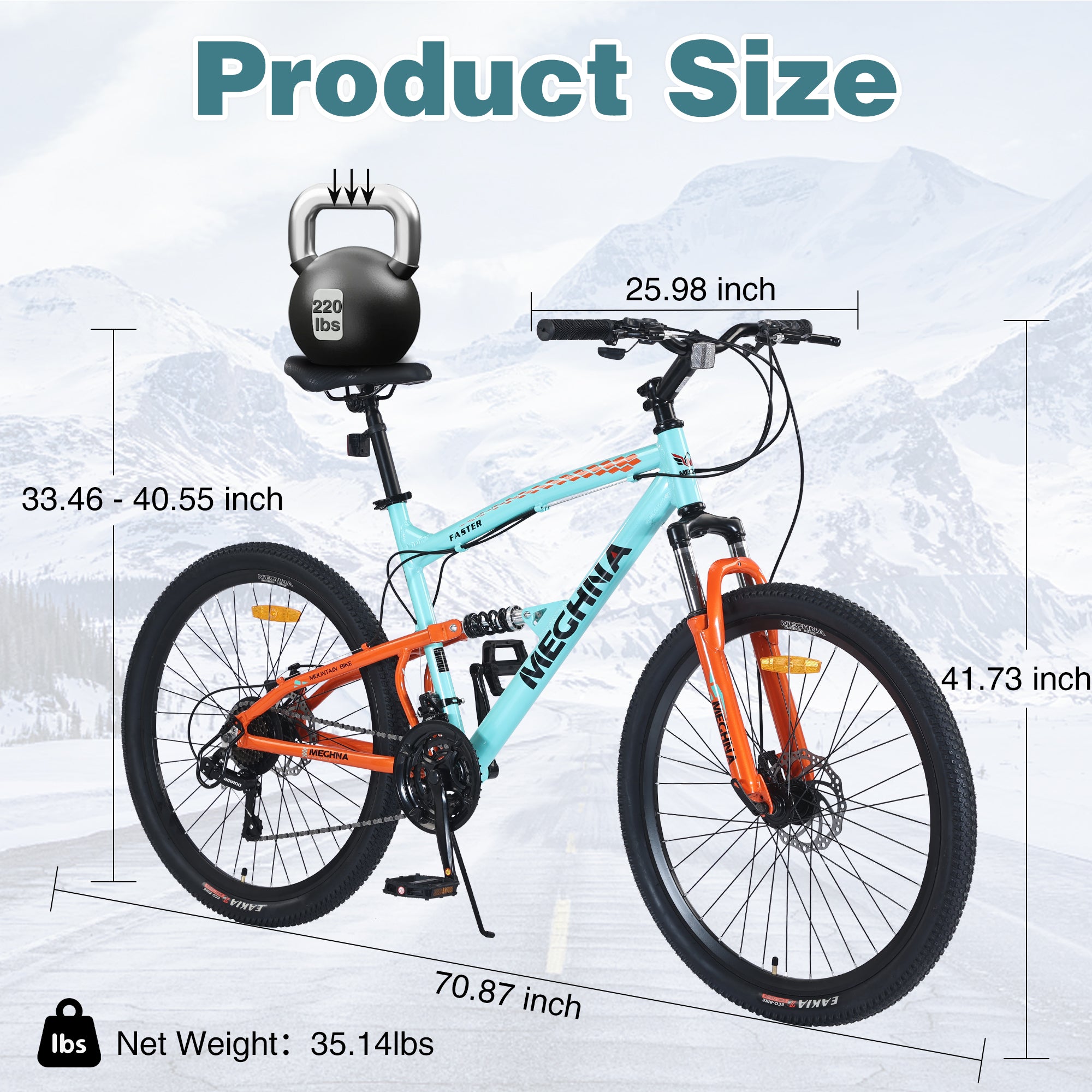 26 inch Mountain Bike  21-Speed Dual Suspension Aluminum Alloy Frame For Men and Women's Bike