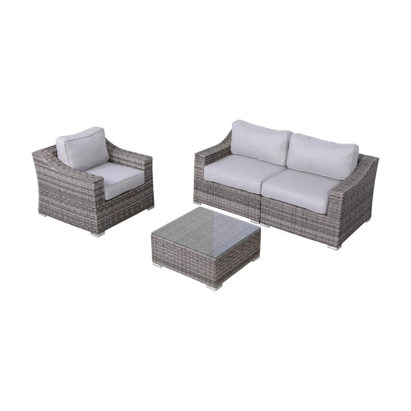 Fully Assembled Wicker 3-Person Seating Set with Cushions