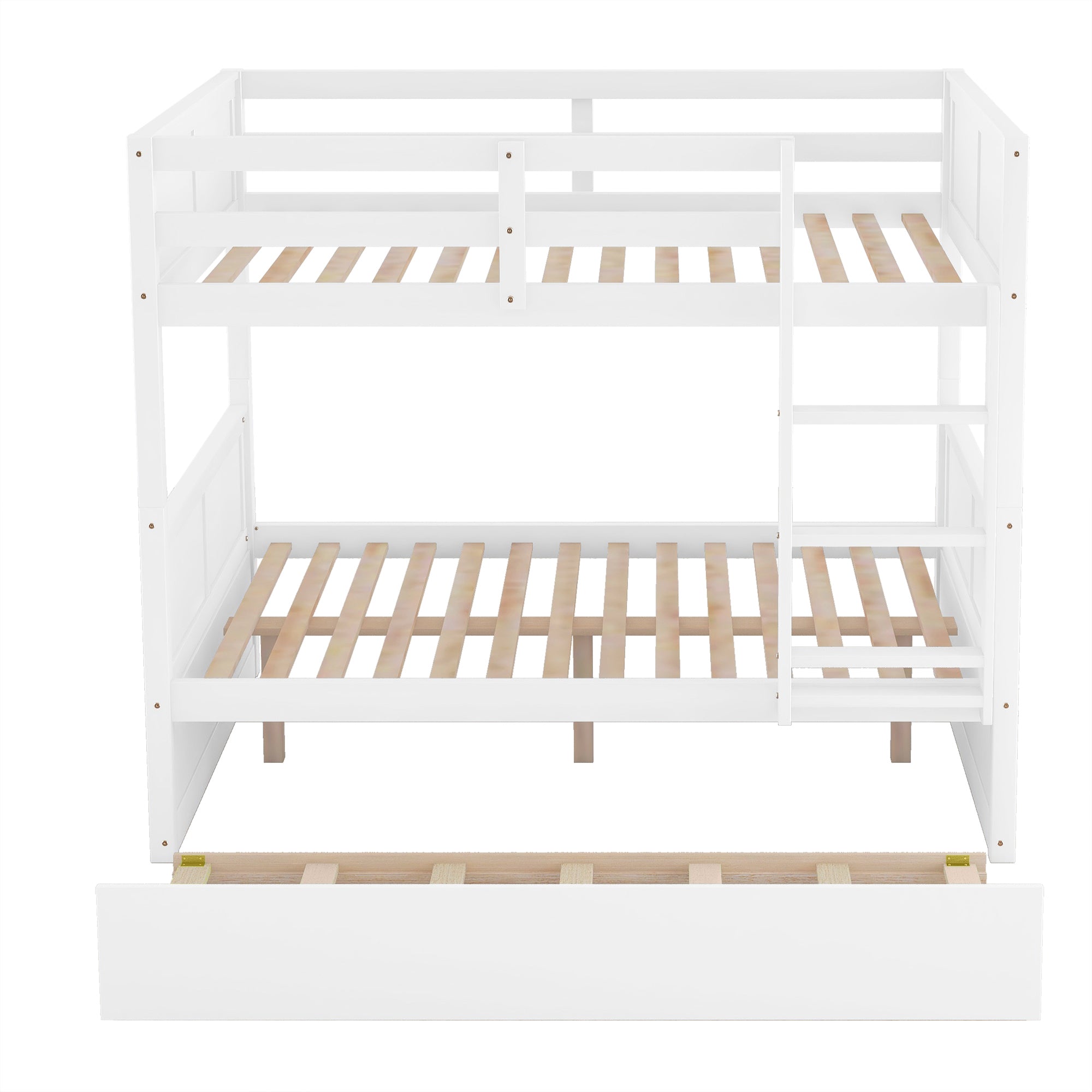 Full Over Full Bunk Bed with Twin Size Trundle, White ( old sku: LP000250AAK )