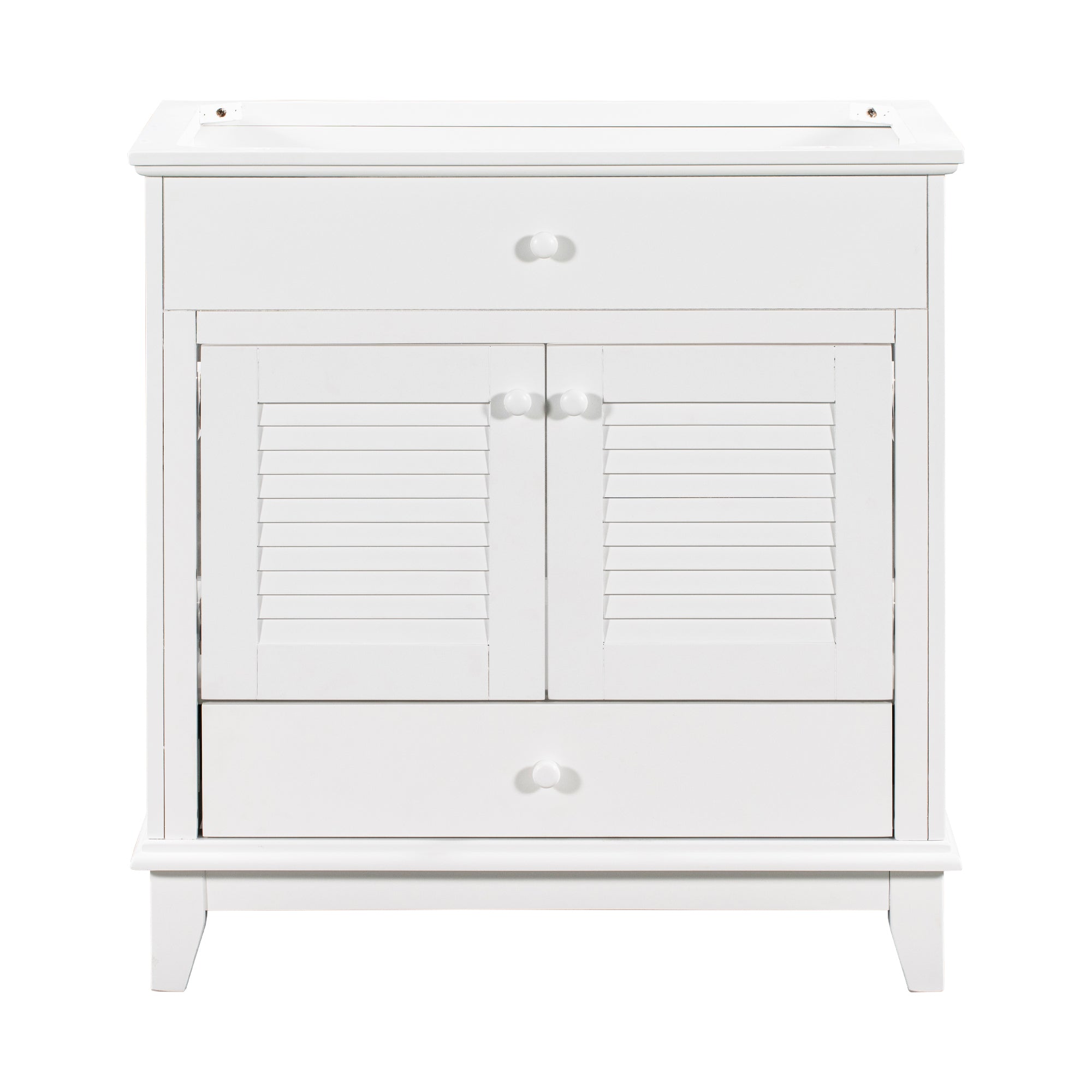 30" Bathroom Vanity Base without Sink, Bathroom Cabinet with Two Doors and One Drawer, White