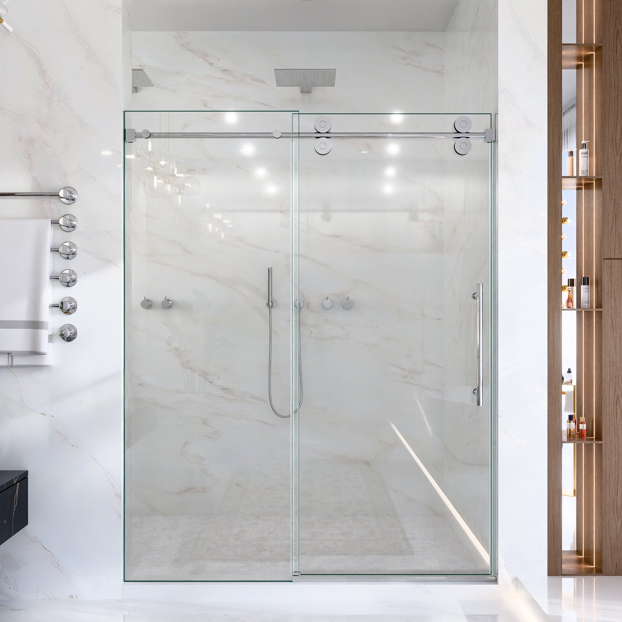 44-60 in Frameless Single Sliding Shower Door - 44-48 x 76 in / Chrome view 4