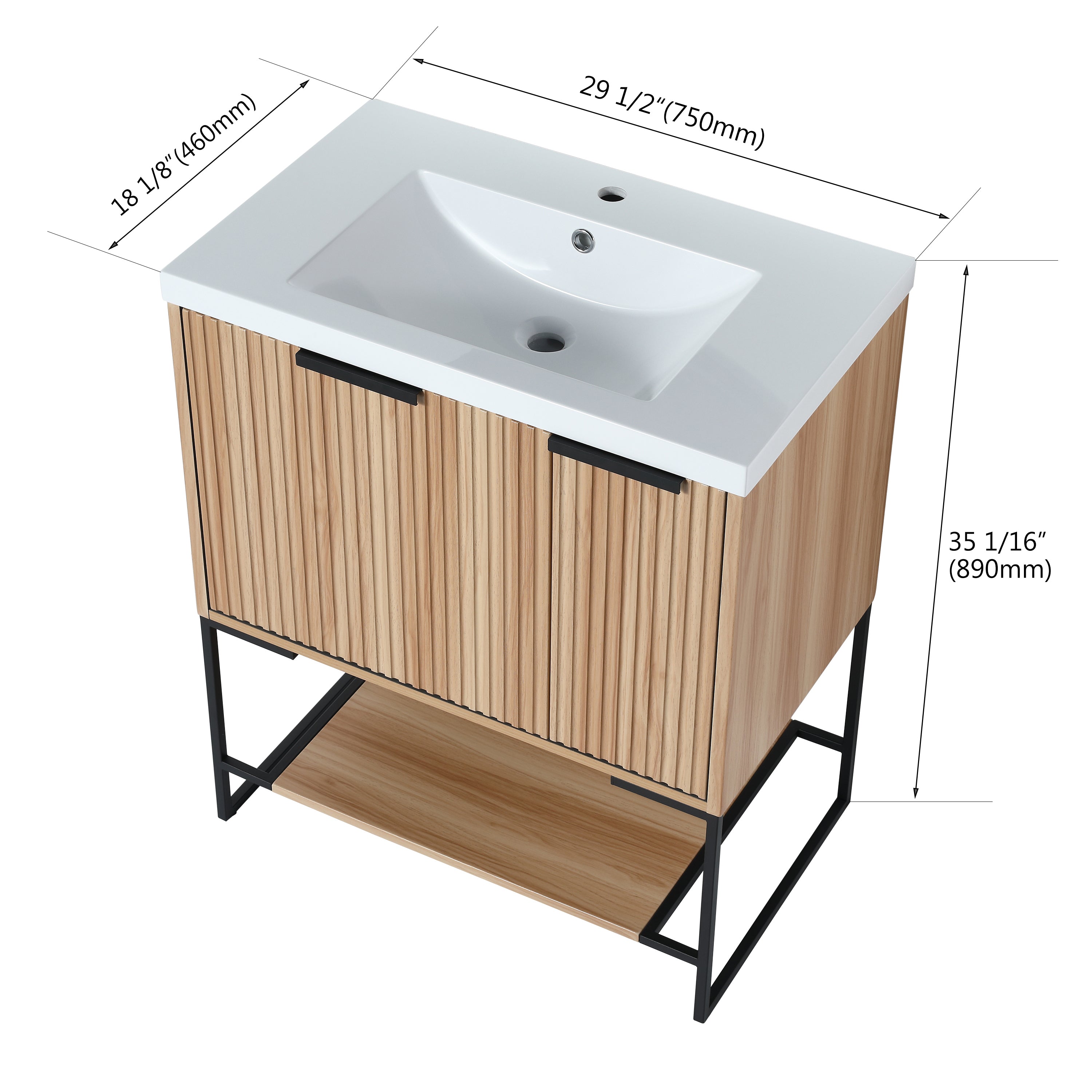 30 Inch Freestanding Bathroom Vanity With Resin Basin,30x18,(W99951318)