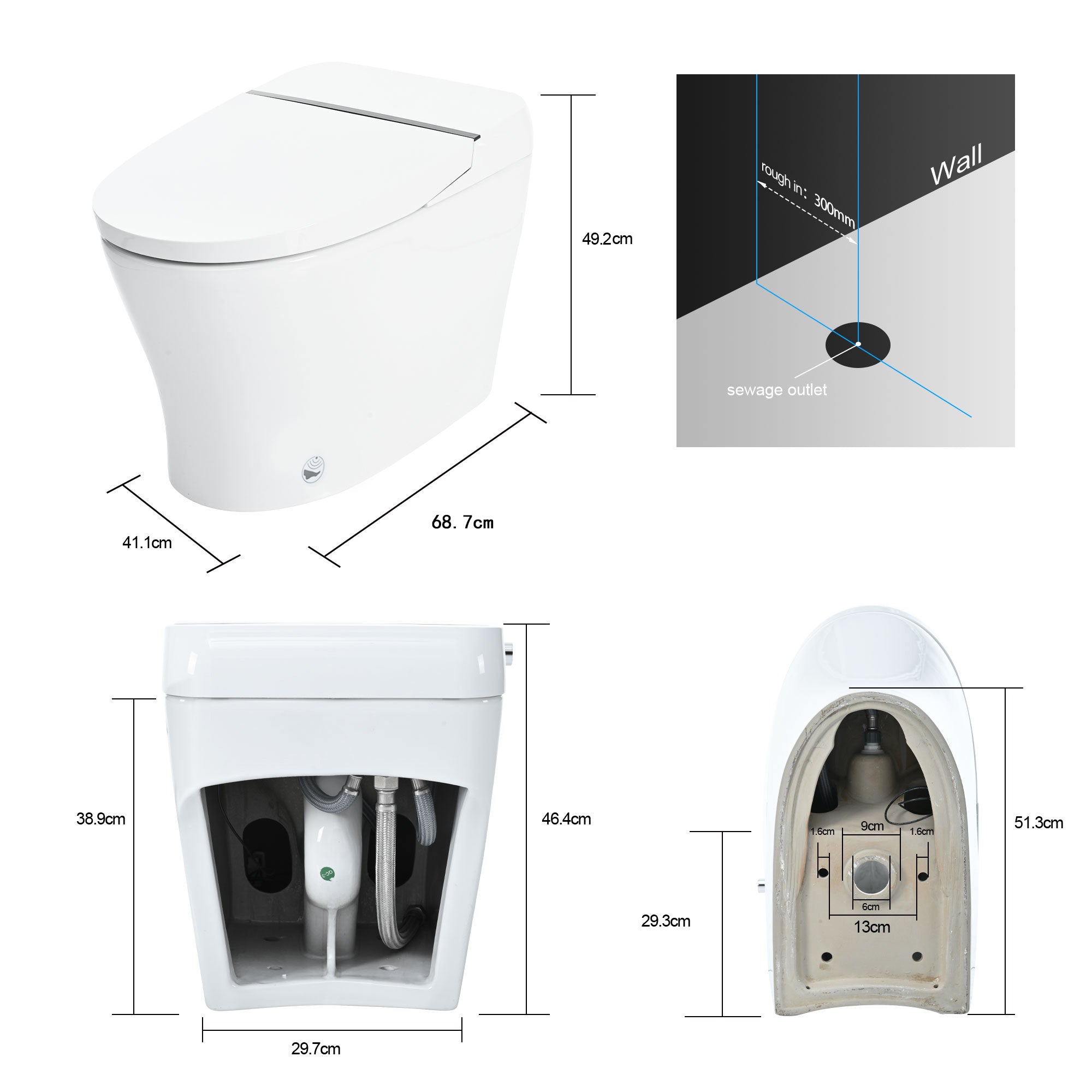 Heated Seat Smart Toilet  without Bidet, Upmarket Compact Dual Flush Toilet 1/1.28 GPF, Tank less toilet with Adjustable Temp Heated Seat, Foot sensor Flush, White Night Light, Knob Control,Auto Flush