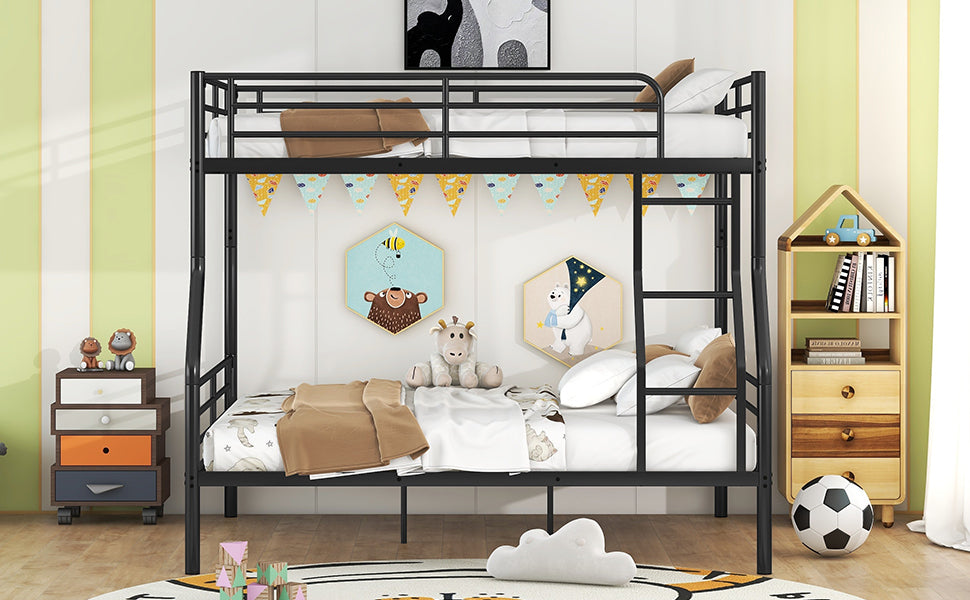 Full XL Over Queen Metal Bunk Bed, Black