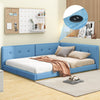 Upholstered Full Size platform bed with USB Ports, Blue