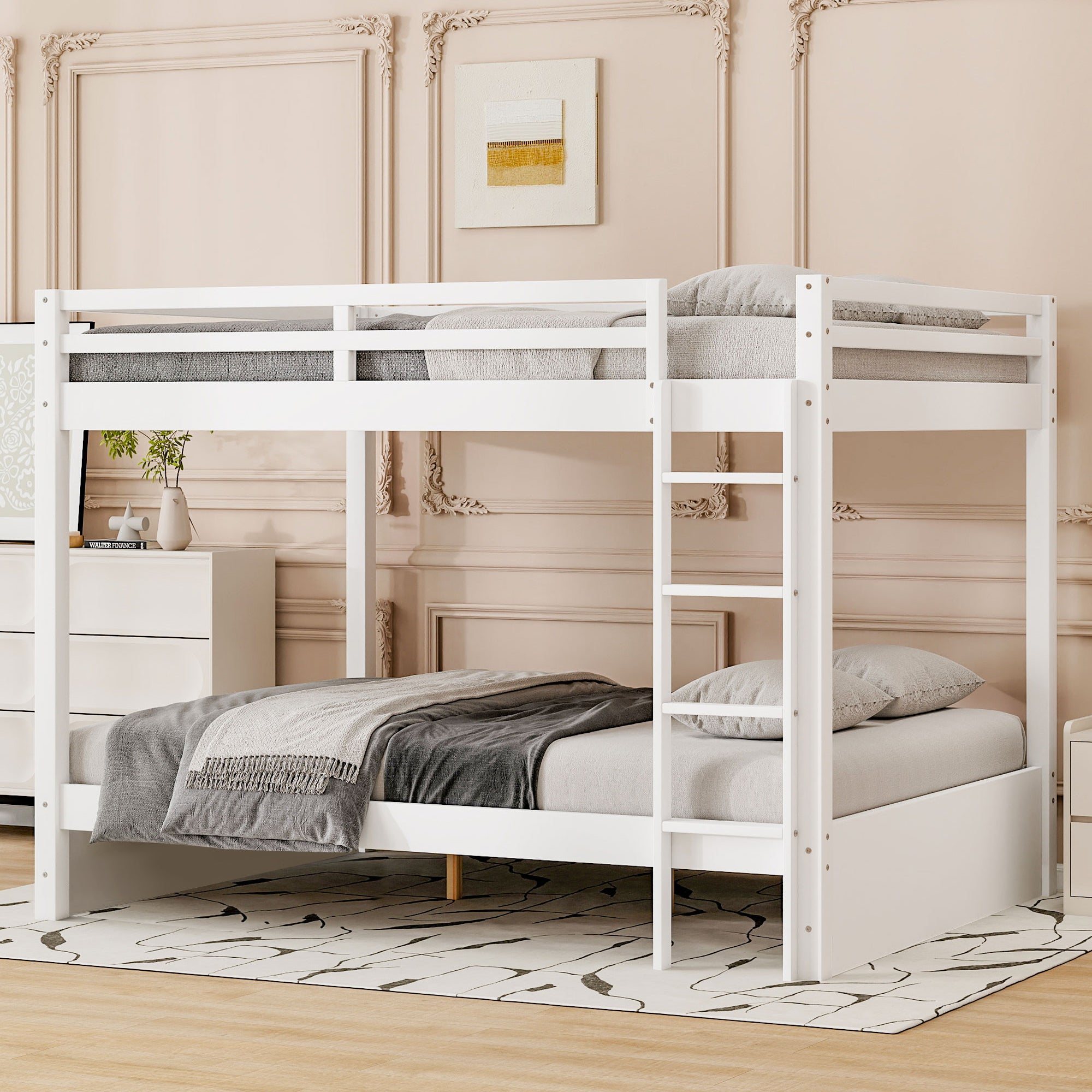 Queen bunk bed ladder and upper guardrail detail