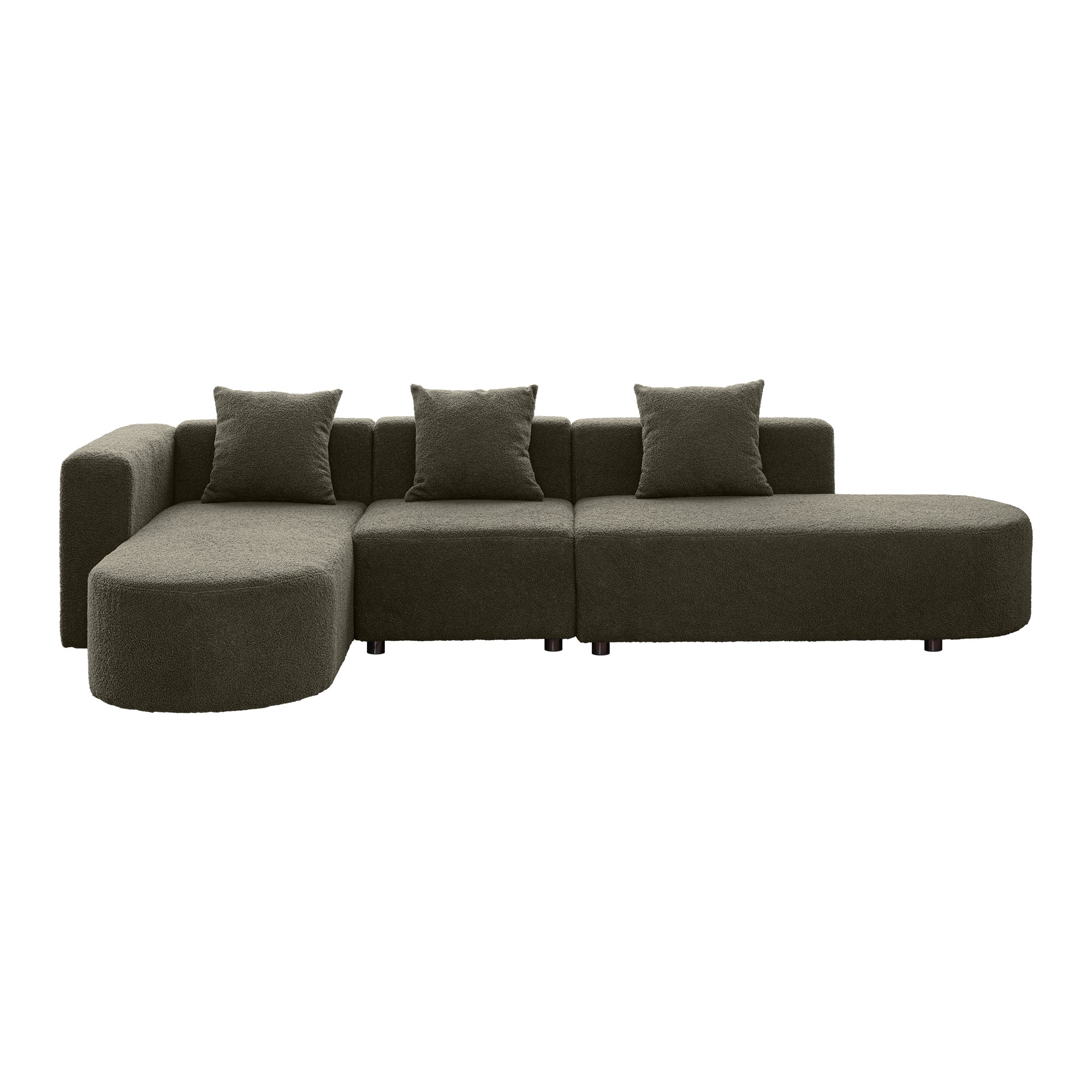 [VIDEO] provided]Modern Sectional L shape boucle Sofa with curved seat (facing left)