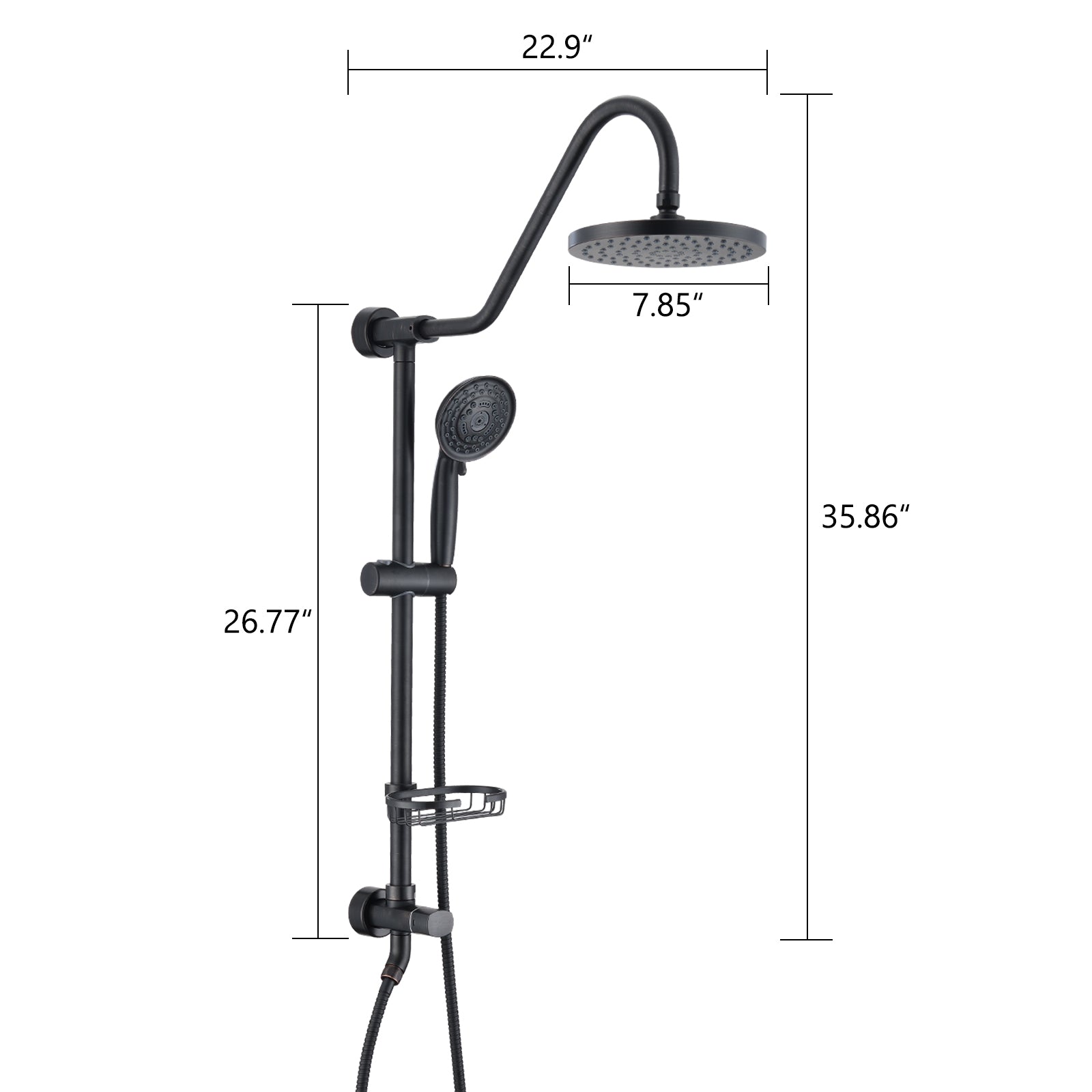 Handshower Shower Head with Handheld Shower System with 8" Rain Shower Head