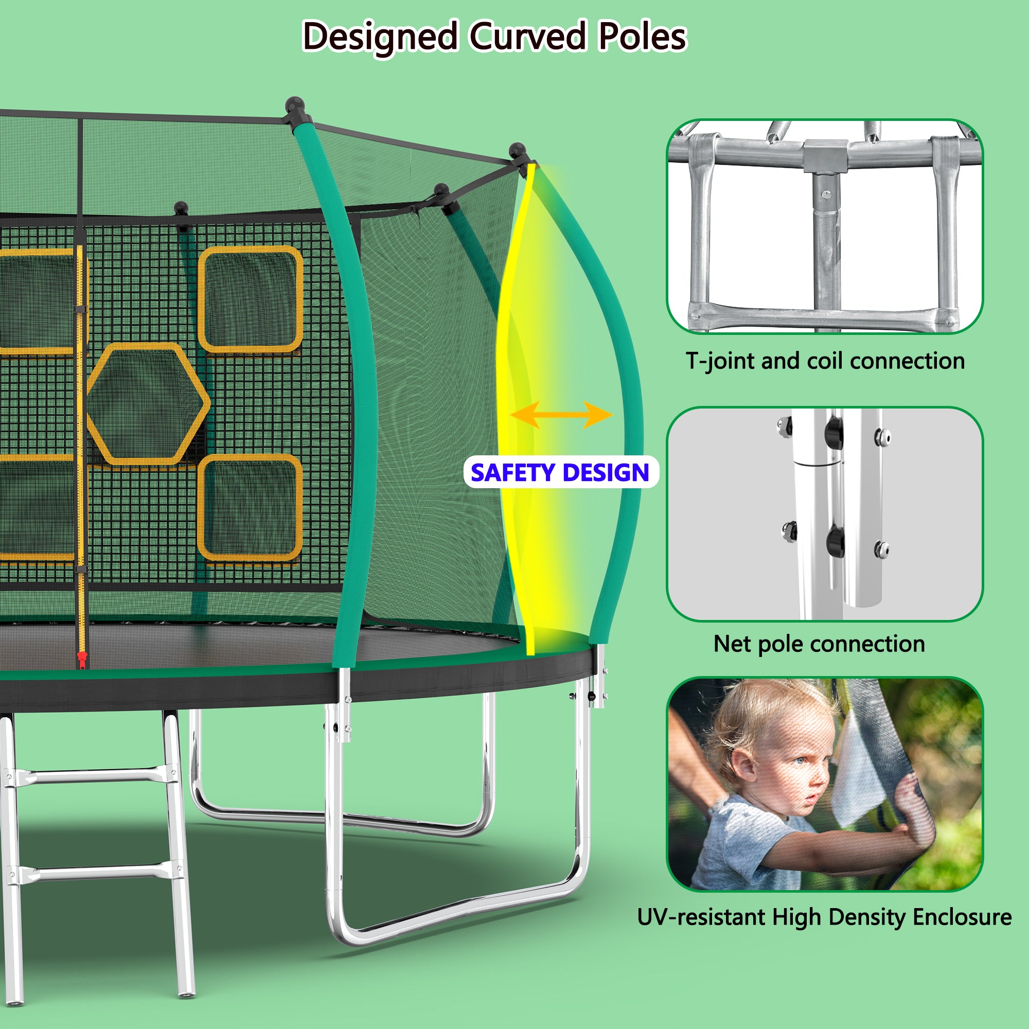 12FT Trampoline, Outdoor Trampolines for Kids and Adults, Recreational Trampoline with Enclosure Net & Ladder, Round Trampoline ASTM Approved