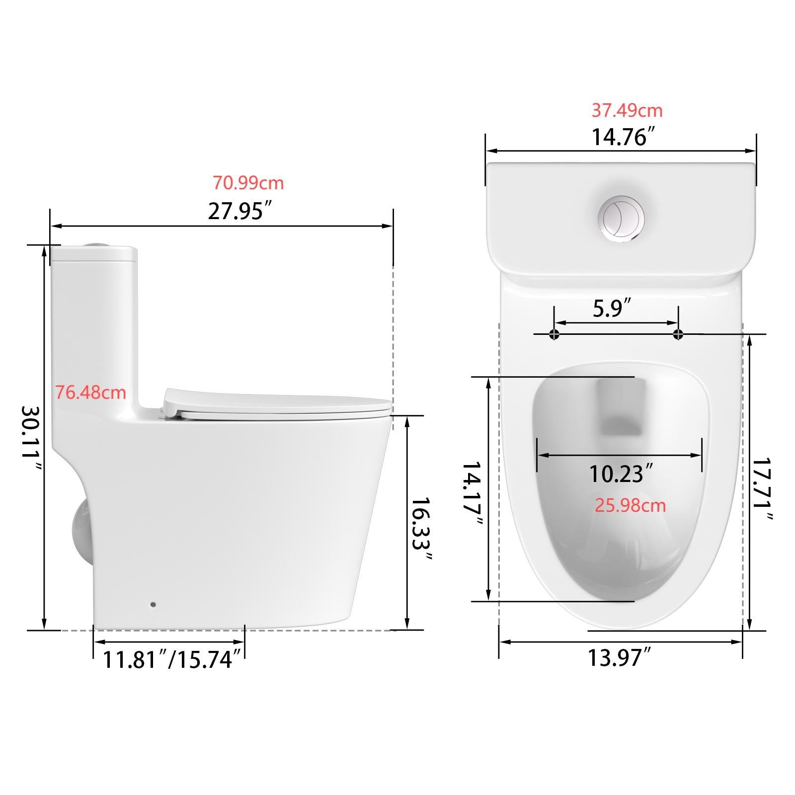 One piece Toilet with high quality Accessories