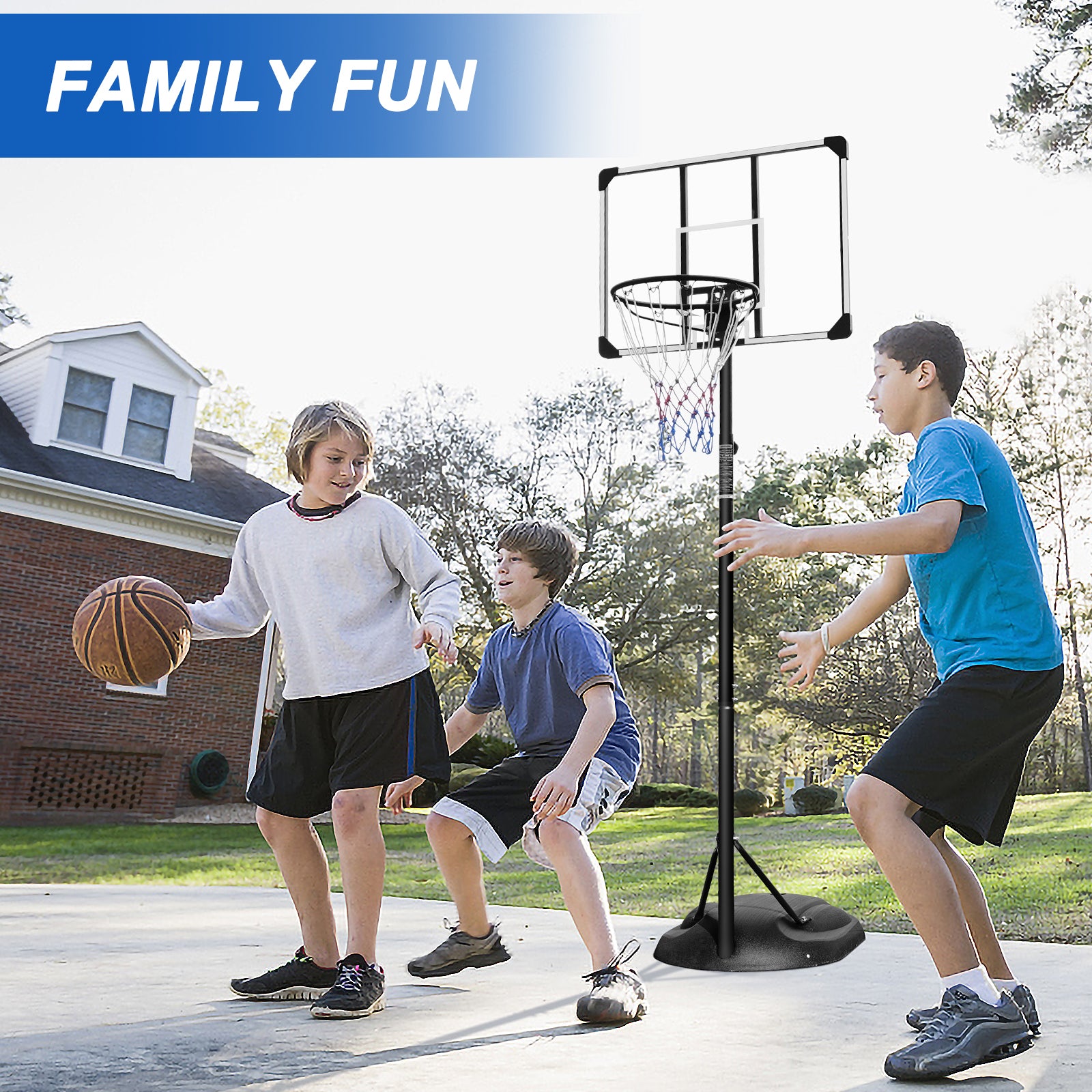 Portable Basketball Hoop Adjustable 7.5ft - 9.2ft with 32 Inch Backboard for Youth Adults Indoor Outdoor Basketball Goal White