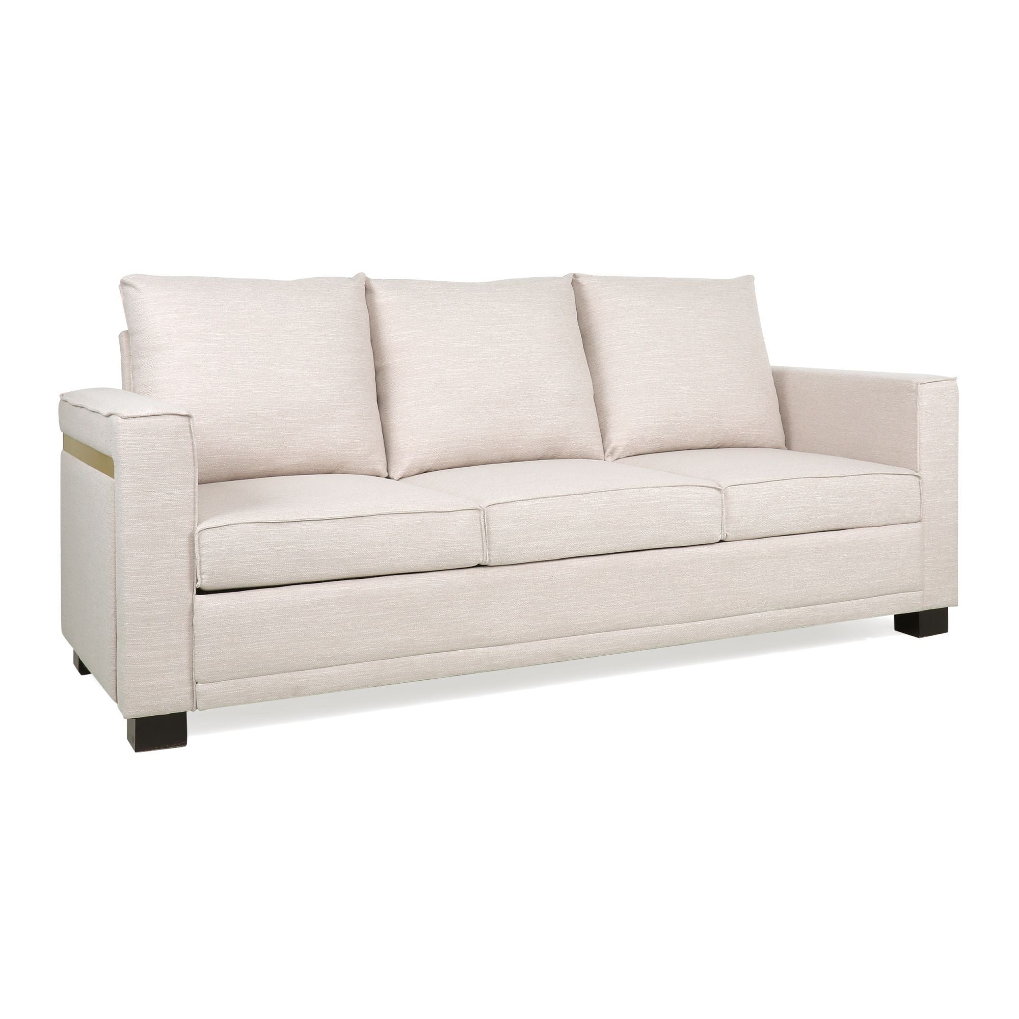 Contemporary Light Beige Fabric 3-Seater Sofa with Square Arms – Comfortable, Stylish, and Cozy, Perfect for Family Seating and Relaxing Evenings, Modern Design and High-Quality Upholstery