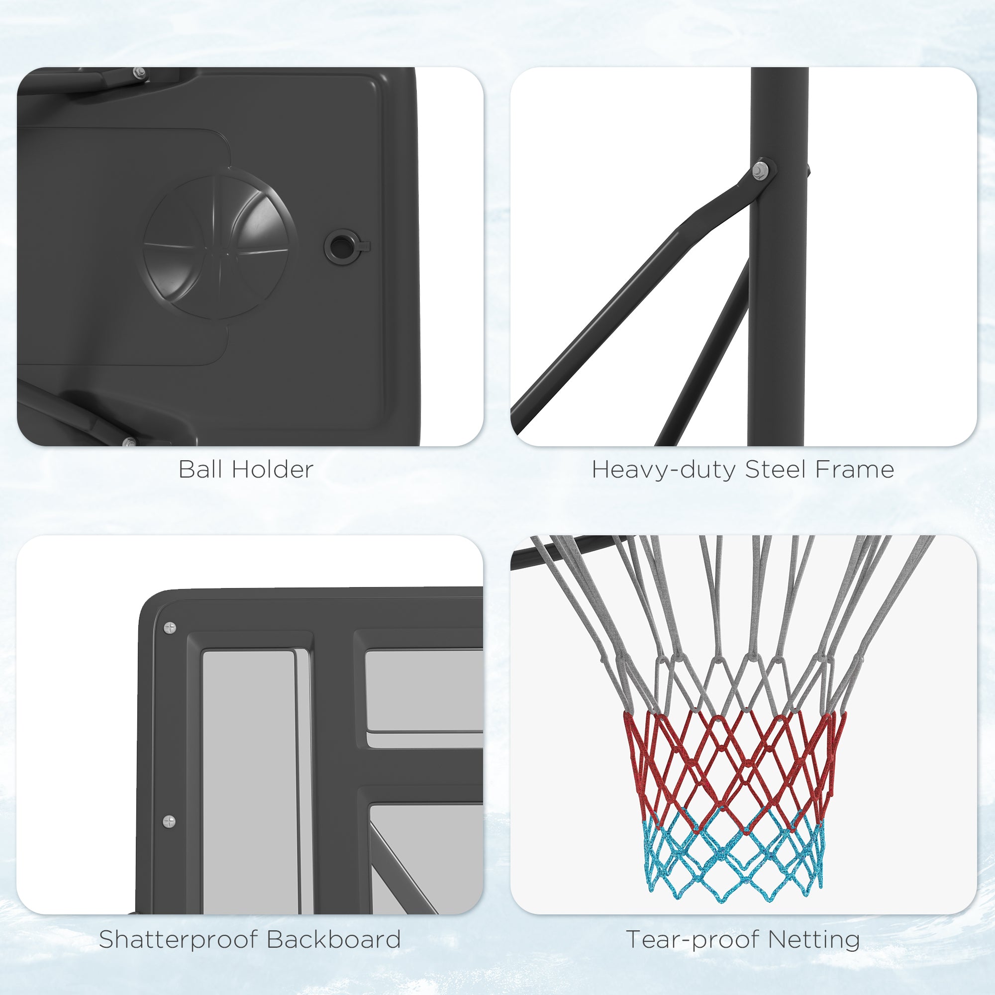 Soozier Portable Basketball Hoop, 7.5-10FT Height Adjustable Swimming Pool Basketball Goal with 43.25" Backboard, Wheels and Fillable Base, for Youth & Adults