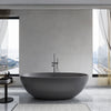 Freestanding solid surface soaking bathtub 65.2 inch white front view