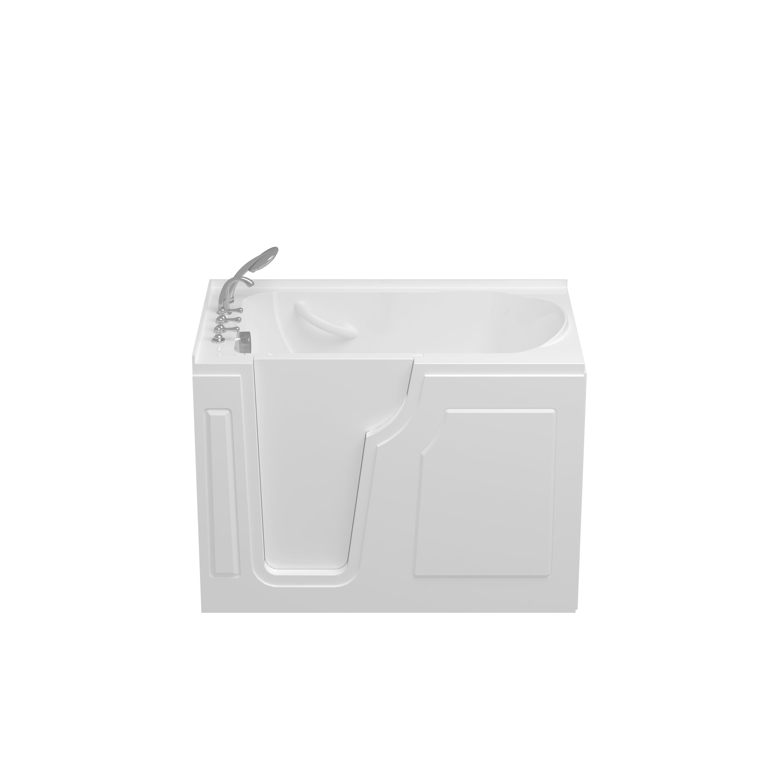 56" Walk-in Bathtub with Left-Side Door Opening and Quick Fill and Drain System, Rectangular Soaking Bathtub in White