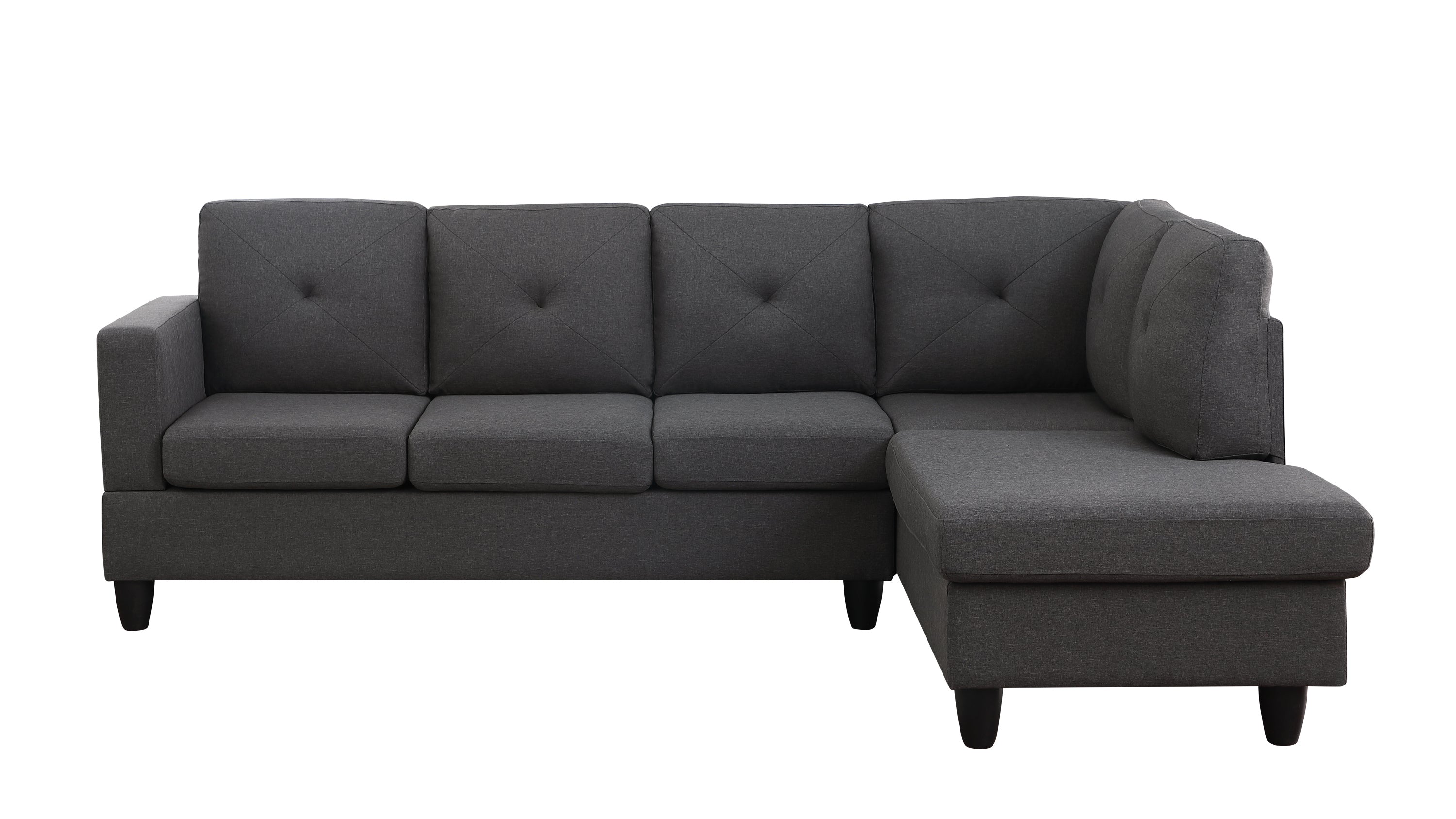 Santiago 96" Dark Gray Linen Sectional Sofa with Right Facing Chaise