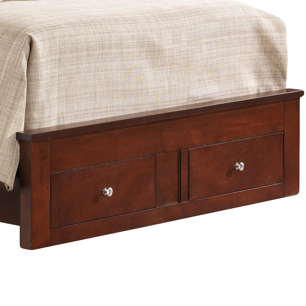 Elegant Twin Bed With Storage In Cherry Finish