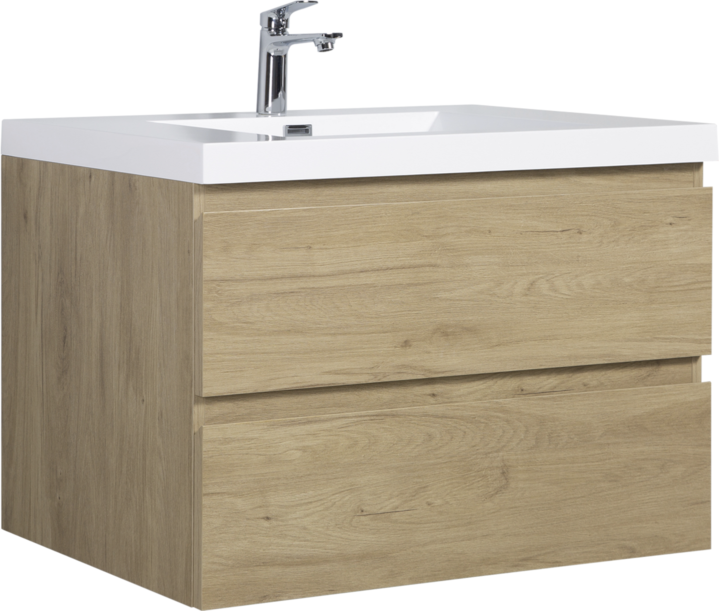 36" Floating Bathroom Vanity with Sink, Modern Wall-Mounted Bathroom Storage Vanity Cabinet with Resin Top Basin and Soft Close Drawers, Natural Oak 24V11-36NO