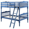 Blue Twin Over Twin Bunk Bed with Built-in Ladder