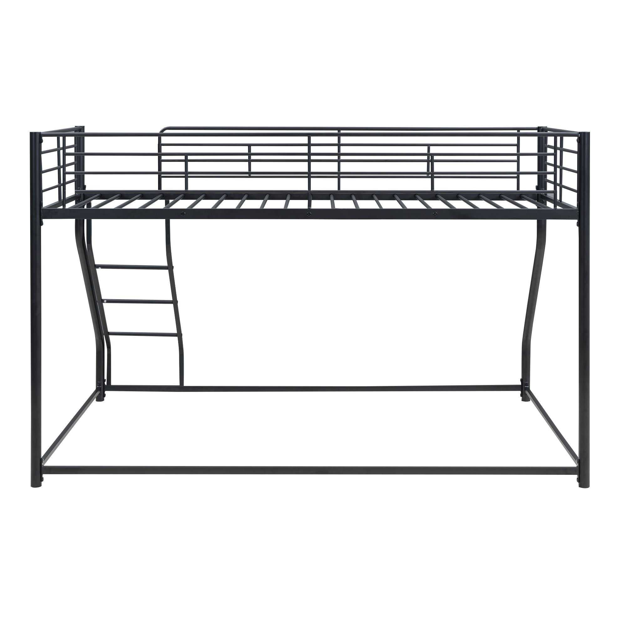 Metal Floor Bunk Bed, Twin XL over Queen, Black