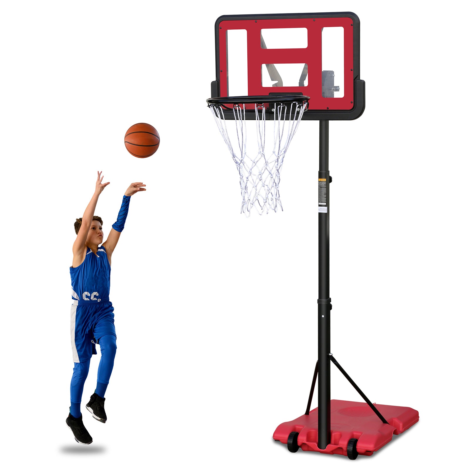 Use for Outdoor Height Adjustable 4.8 to 7.7ft Basketball Hoop 28 Inch Backboard Portable Basketball Goal System with Stable Base and Wheels