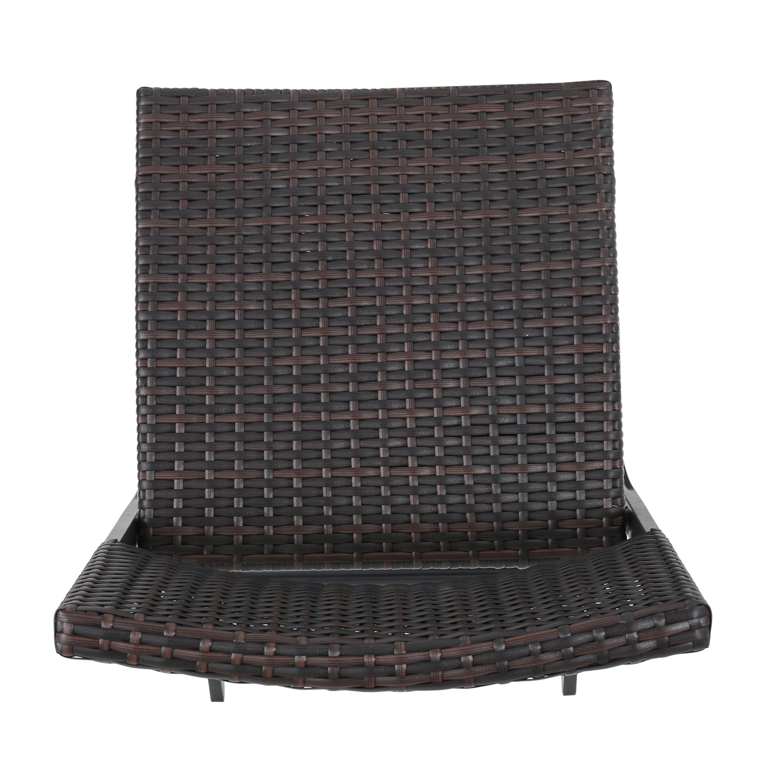 Outdoor Wicker Barstools Faux Rattan Patio Bar Stools Foldable Chair, Multibrown, Set of 2