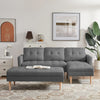 GREY Fabric Right Facing Sectional Sofa Bed , L-shape Sofa Chaise Lounge with Ottoman Bench