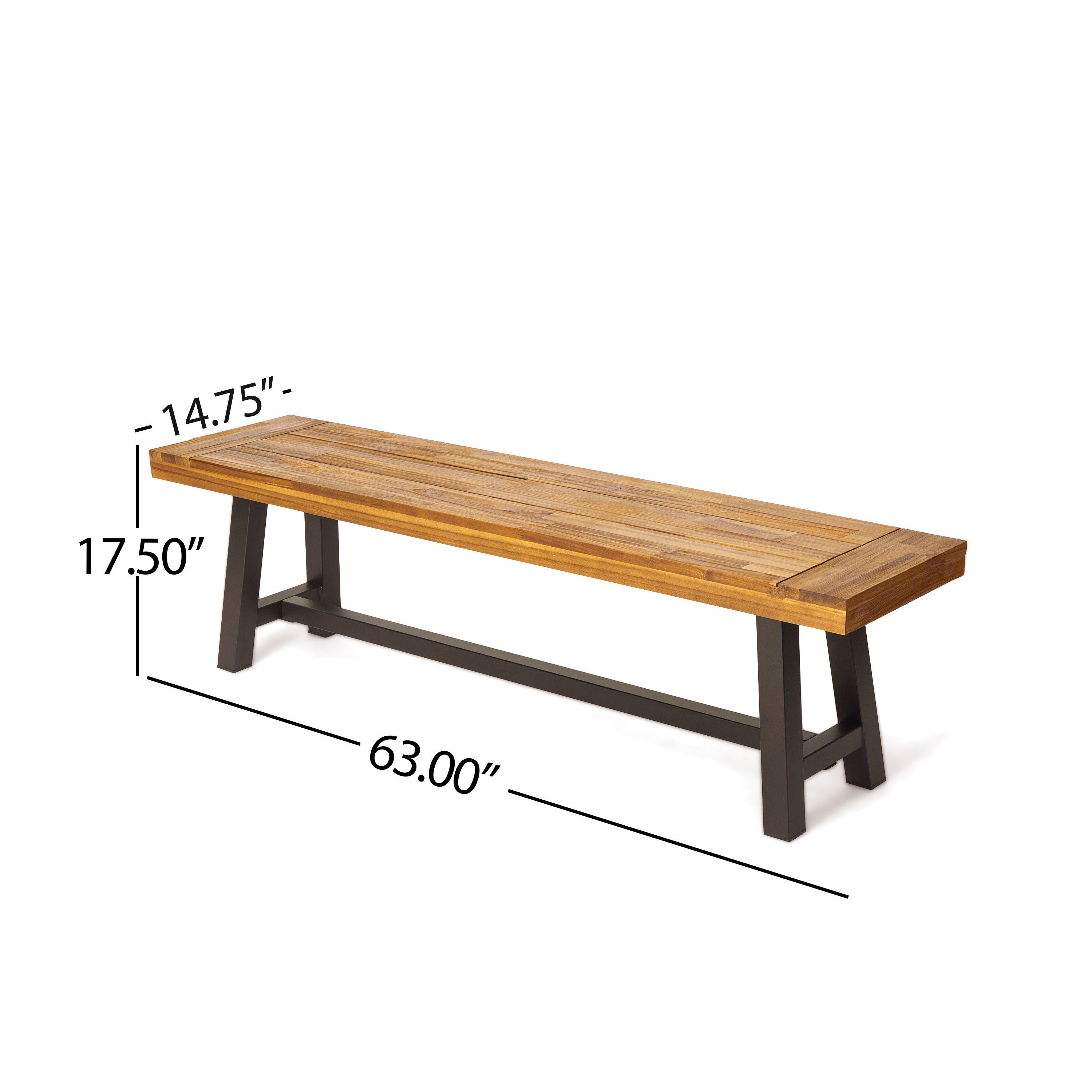 Outdoor Carlisle Benches, Sandblasted Brown + Rustic Metal (Set of 2)