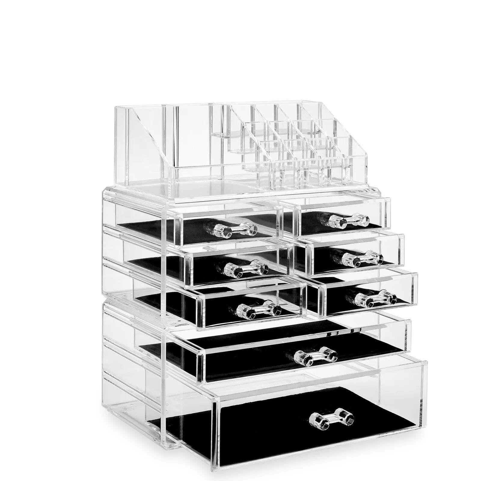 3 Pcs Acrylic Cosmetic Makeup Organizer & Jewelry Drawer Storage Display Case