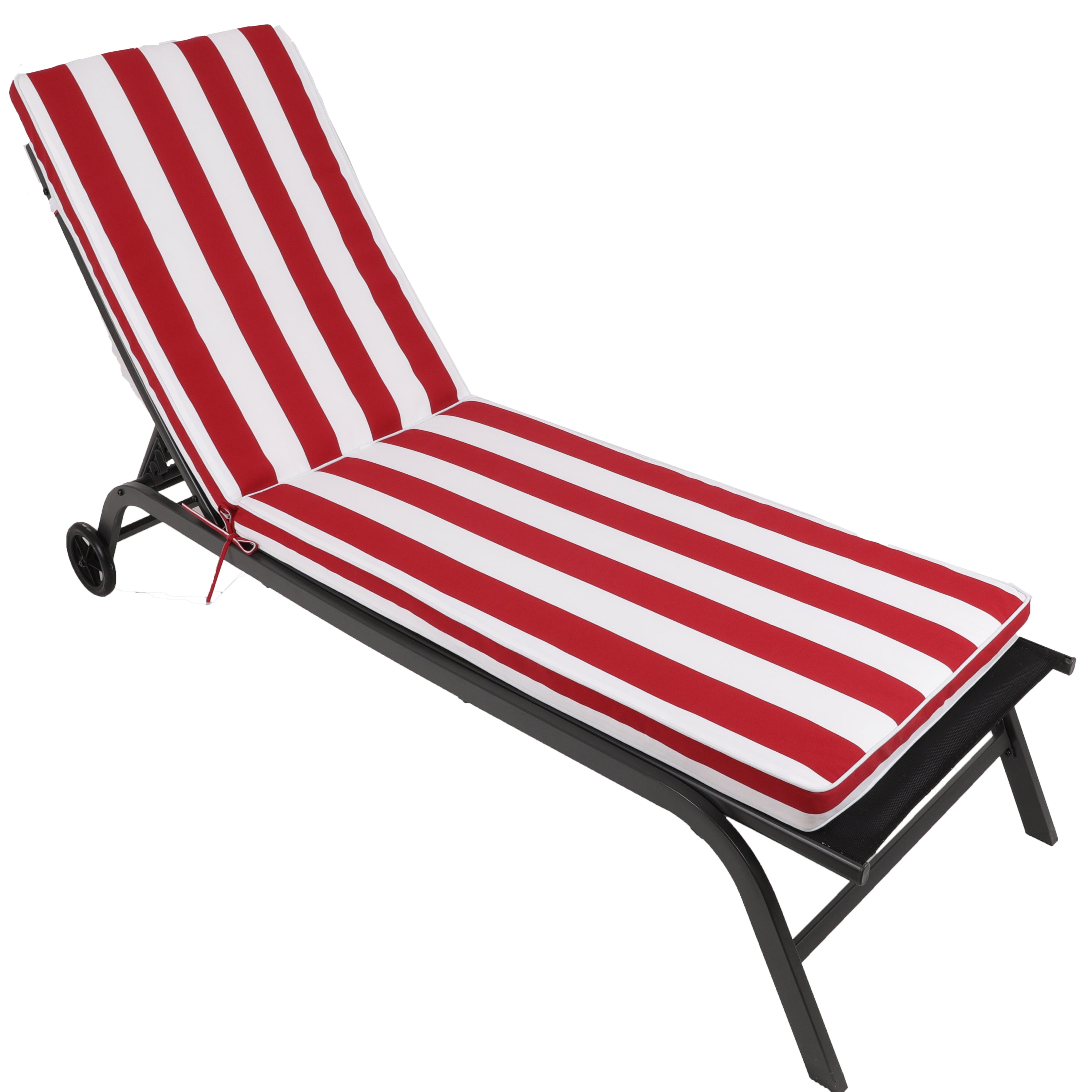 1PCS Set Outdoor Lounge Chair Cushion Replacement Patio Funiture Seat Cushion Chaise Lounge Cushion-Red/white