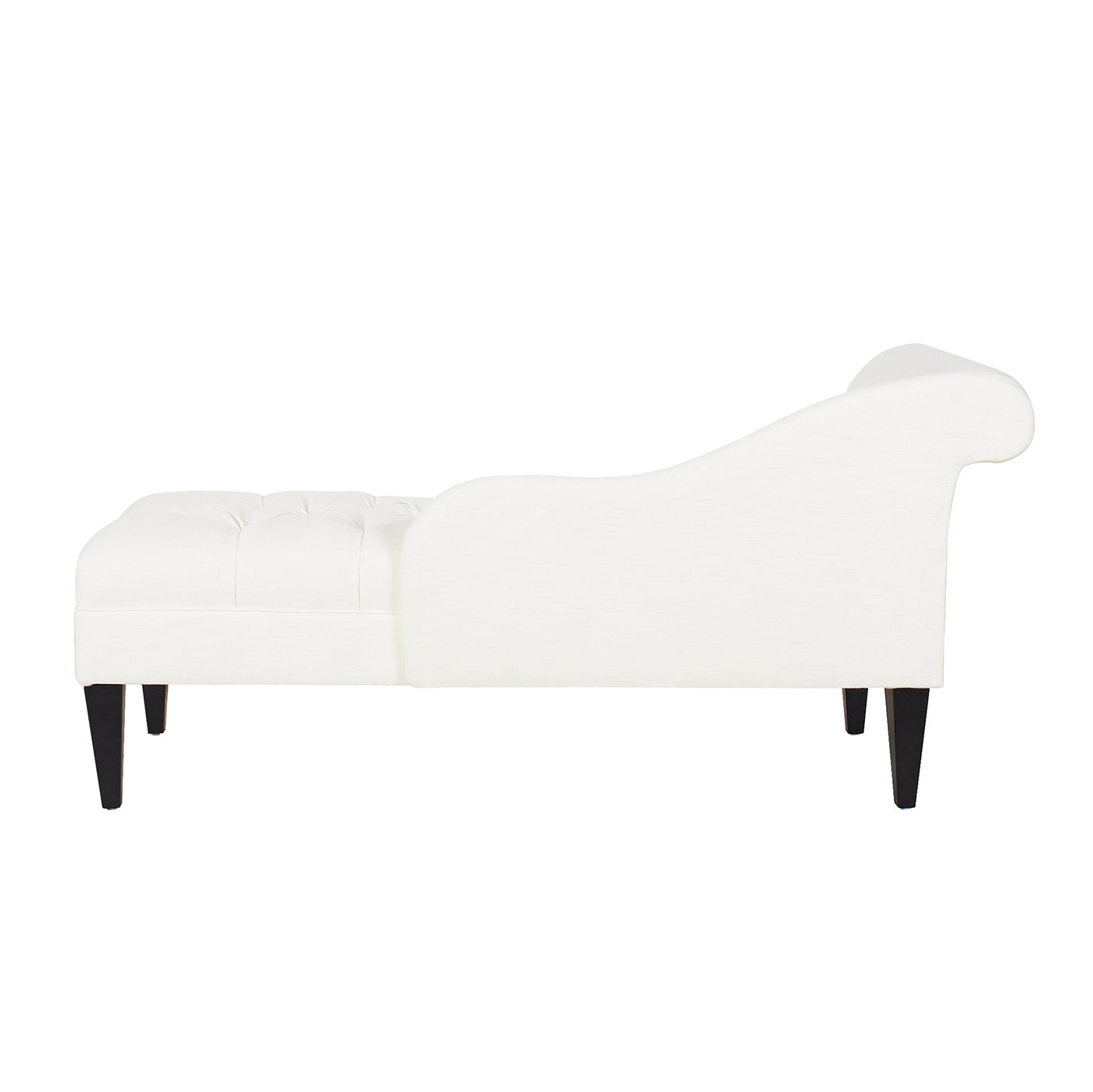 Harrison Tufted Roll Arm Chaise Lounge, Antique White Polyester