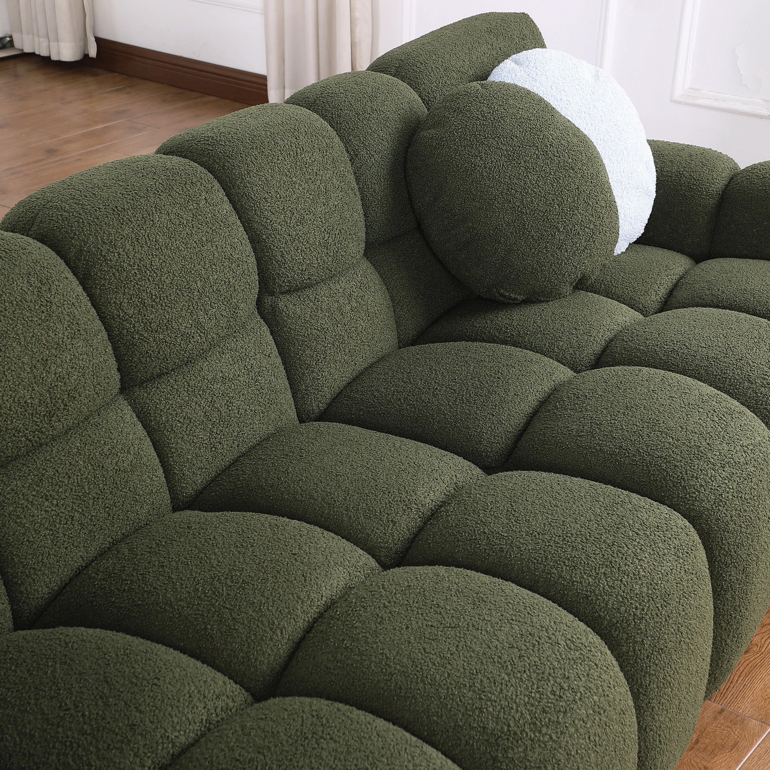 sofa and loveseater ,human body structure for USA people,  marshmallow sofa,boucle sofa ,OLIVE GREEN BOUCLE