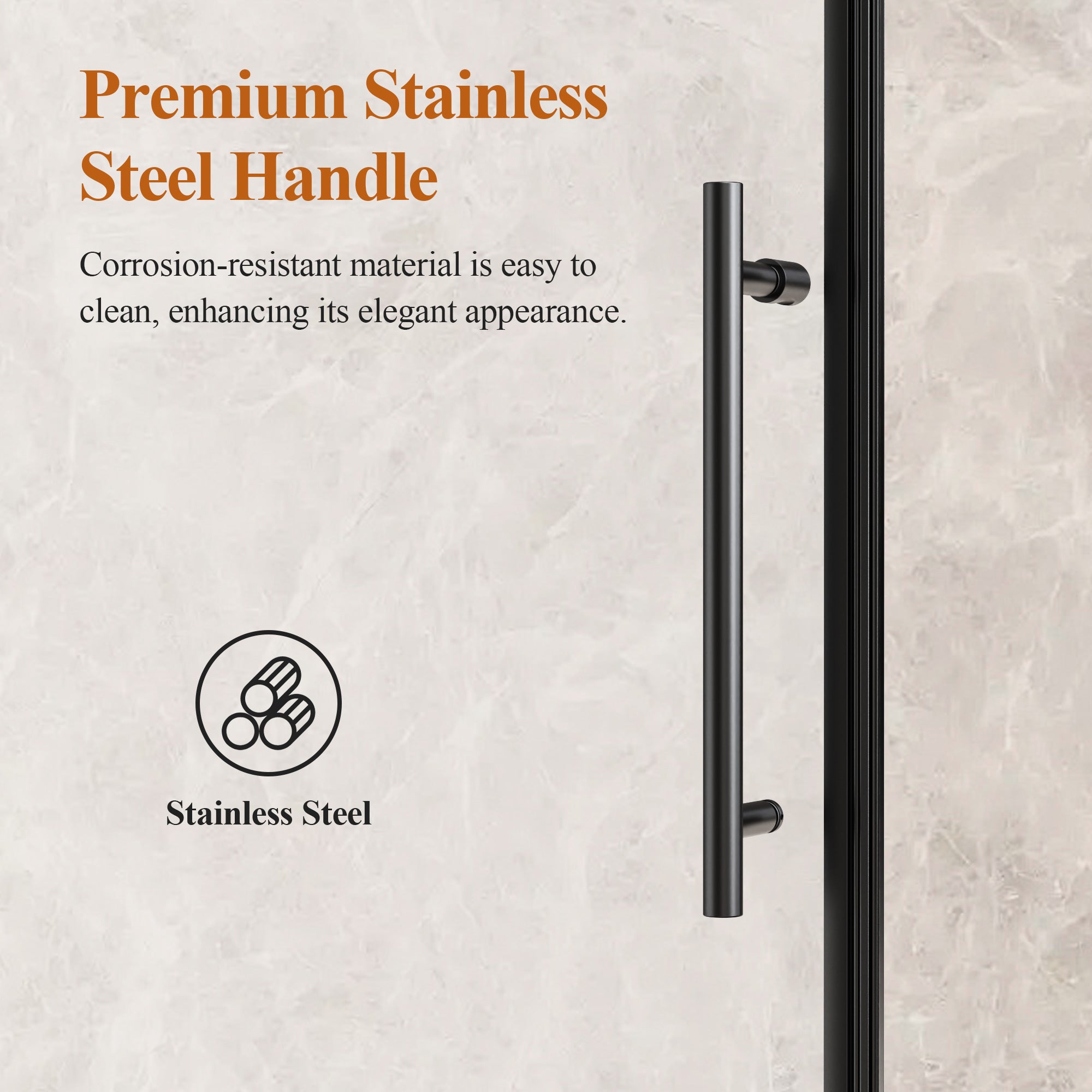 56-72 x 76 in Round-Tube Single Sliding Shower Door - 56-60 x 76 in / 1/4 in Glass / Matte Black view 4