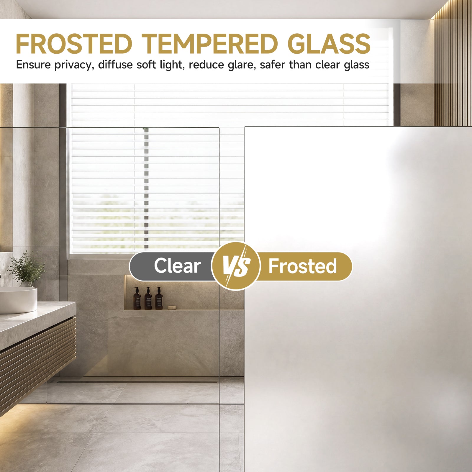 56-60 x 75 in Frosted Frameless Sliding Shower Door - 56-60 x 75 in / Matte Black / Frosted Glass view 4