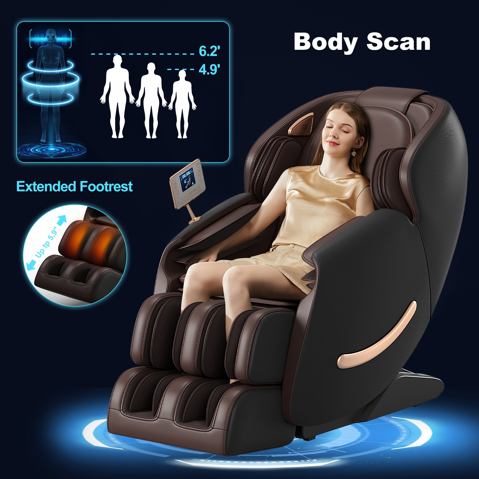 Deluxe Massage Chair, Full Body Zero Gravity Recliner with AI Voice Control, SL Track, Bluetooth, Foot Rollers, Airbags, Heating (Black)