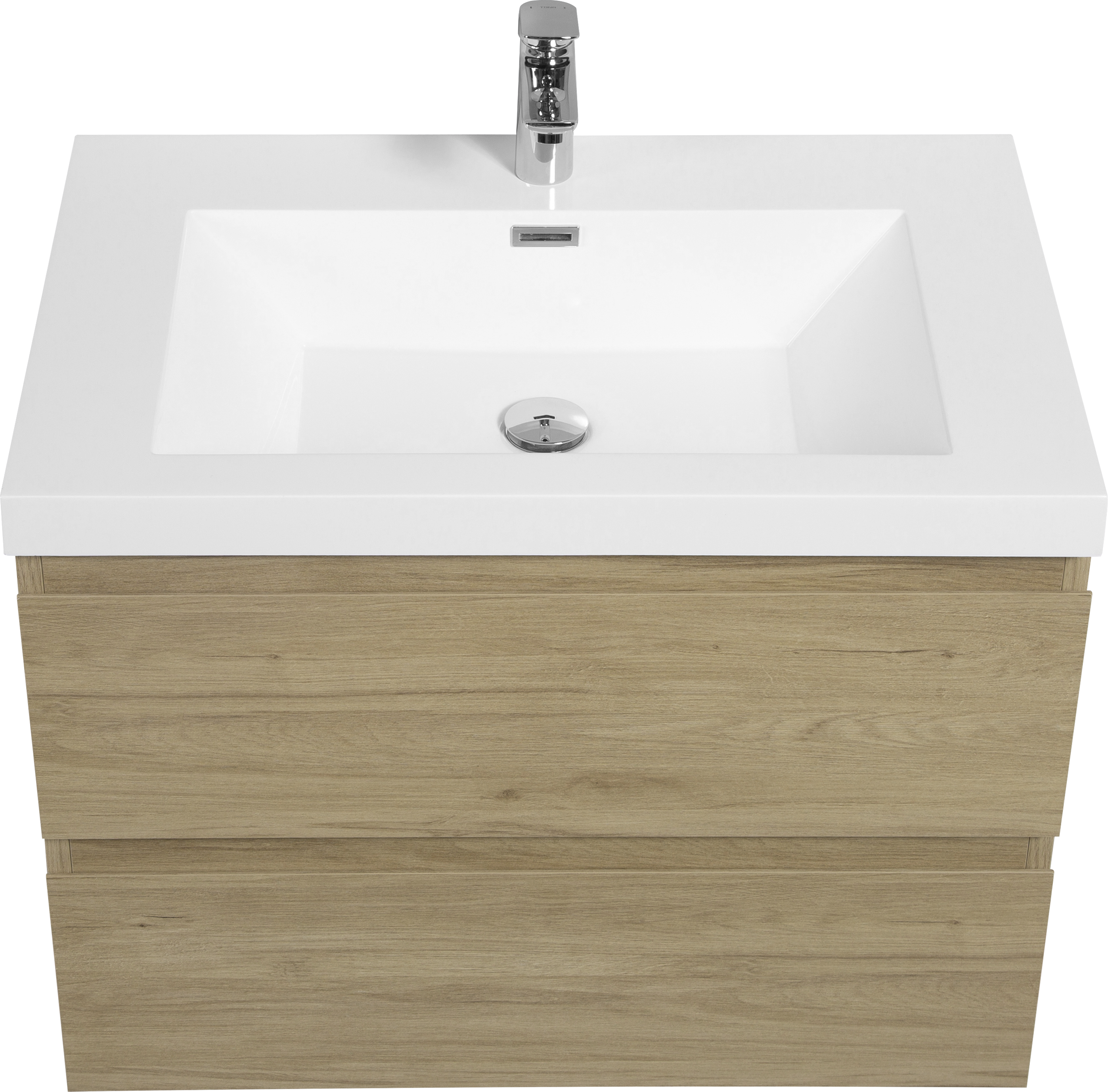 30" Floating Bathroom Vanity with Sink, Modern Wall-Mounted Bathroom Storage Vanity Cabinet with Resin Top Basin and Soft Close Drawers, Natural Oak 24V11-30NO