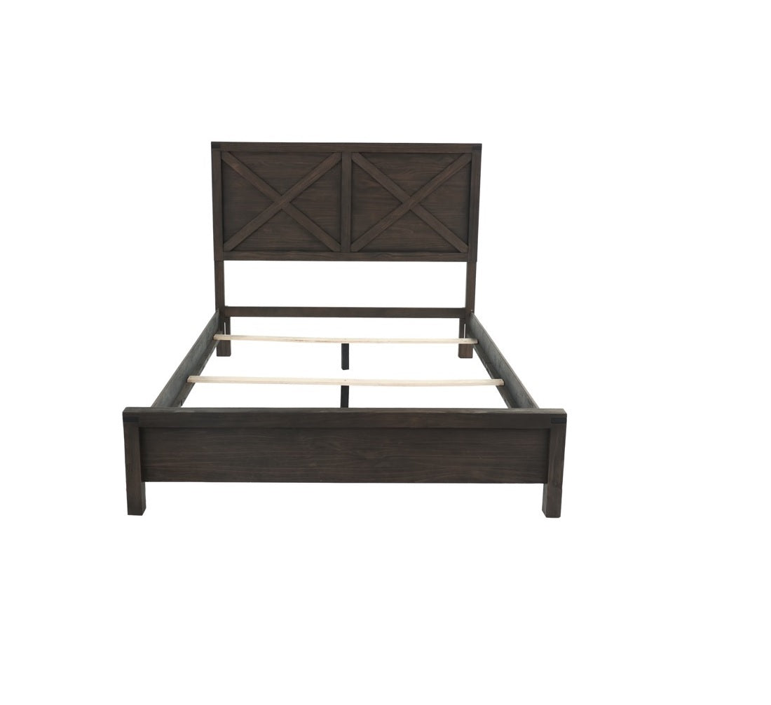 Rustic Contemporary Espresso 1pc Queen Size Bed Wooden X-Design HB Unique Look Bedroom Furniture