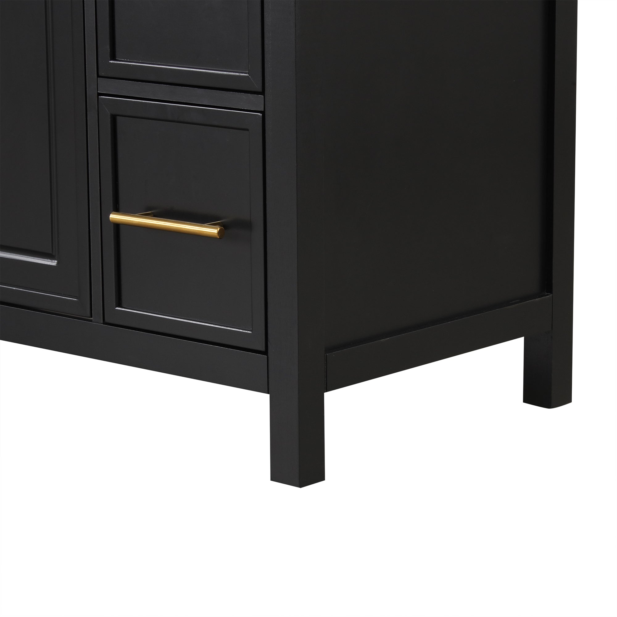 36" Bathroom Vanity with Sink Top, Bathroom Vanity Cabinet with Two Doors and Three Drawers, Solid Wood , MDF Boards ,One Package, Black