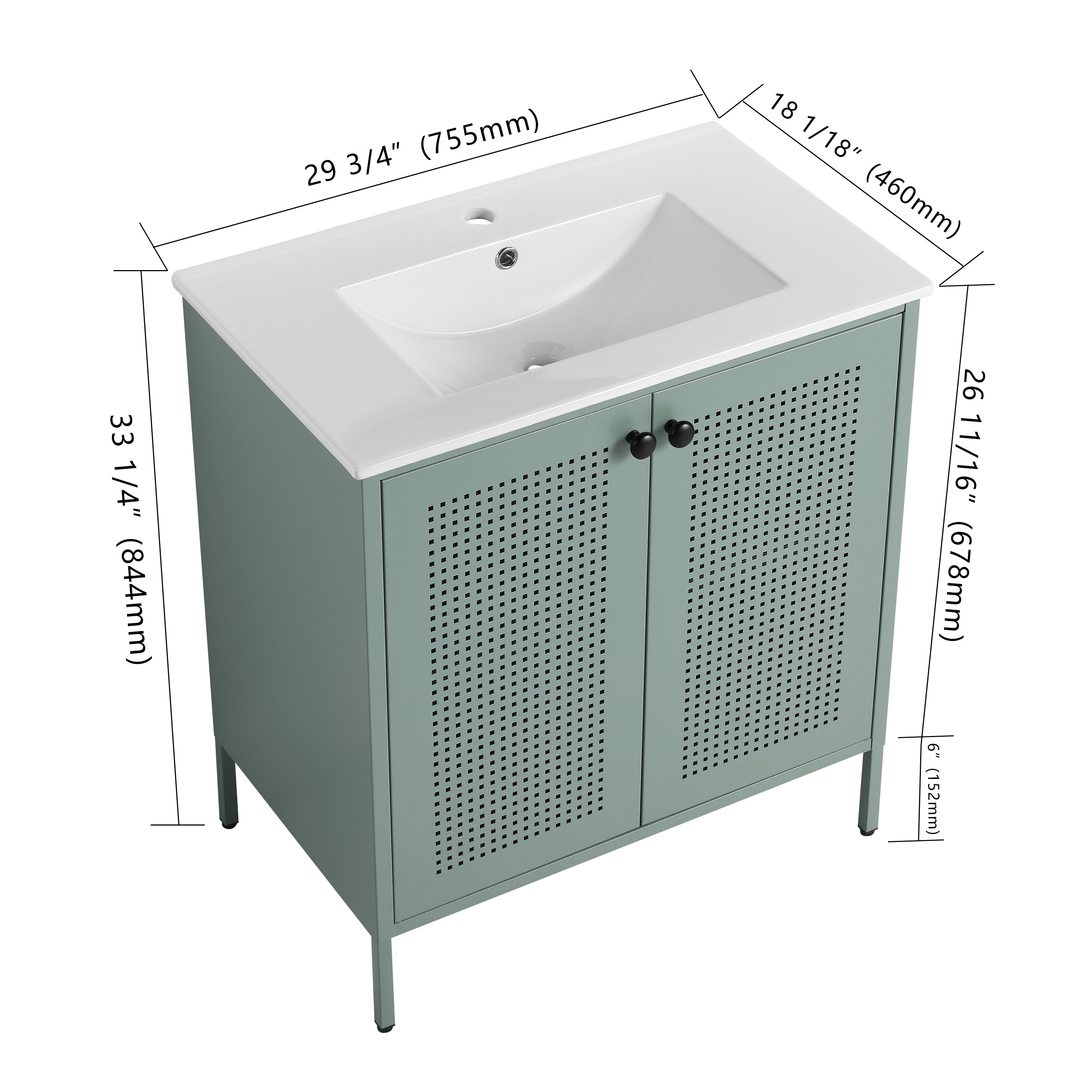 30 Inch Freestanding Bathroom Vanity With Ceramic SInk