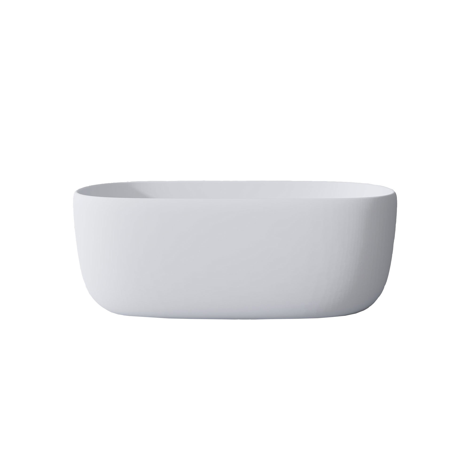 51'' Freestanding Bathtub Resin Stone Soaking Bathtub Solid Surface Modern Tubs with Overflow and Pop-up Drain in White