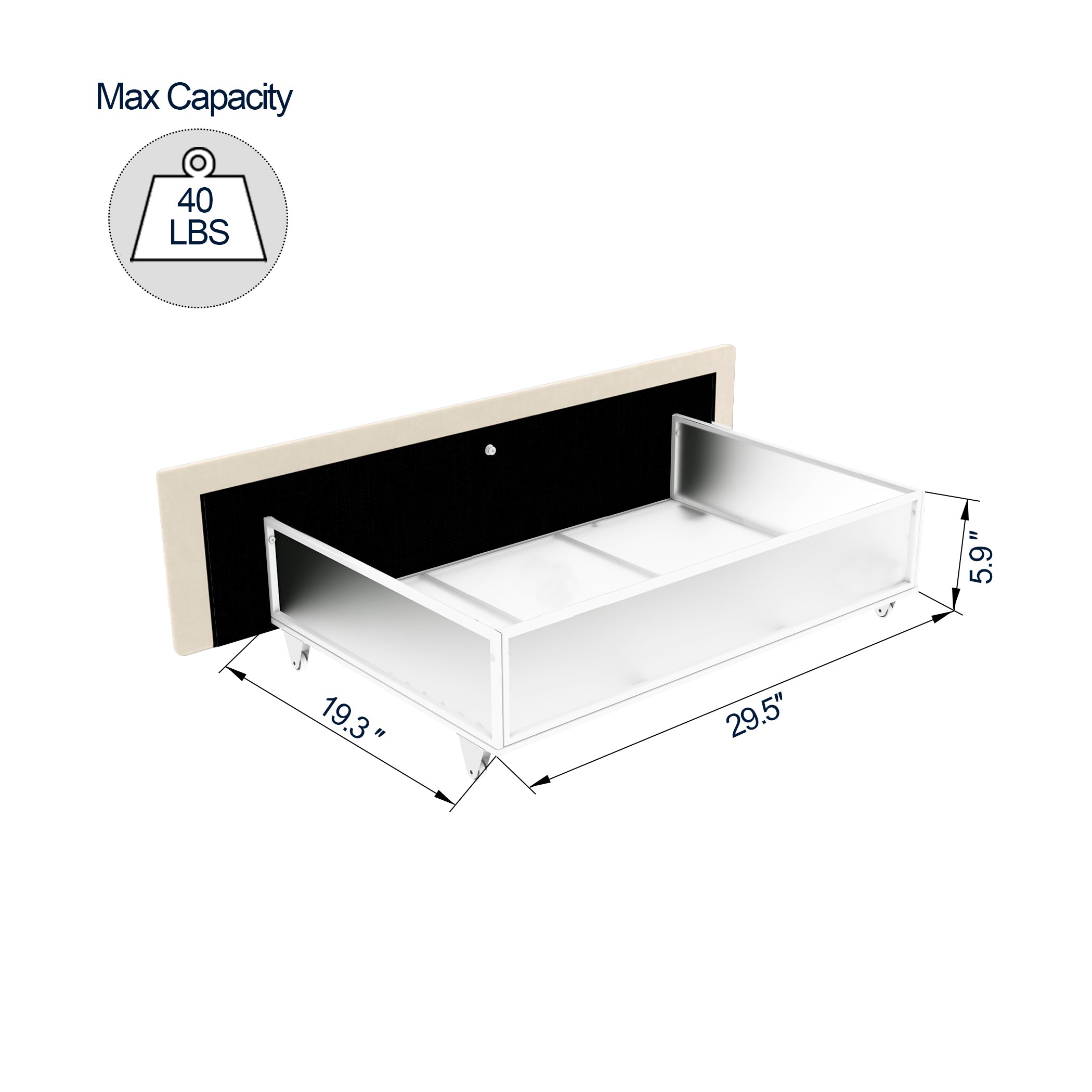 Flora Upholstered Daybed with 2 Drawers, Twin, Ivory Velvet, Ribbed Tufted Backrest, Daybed in Lavish Modern Design