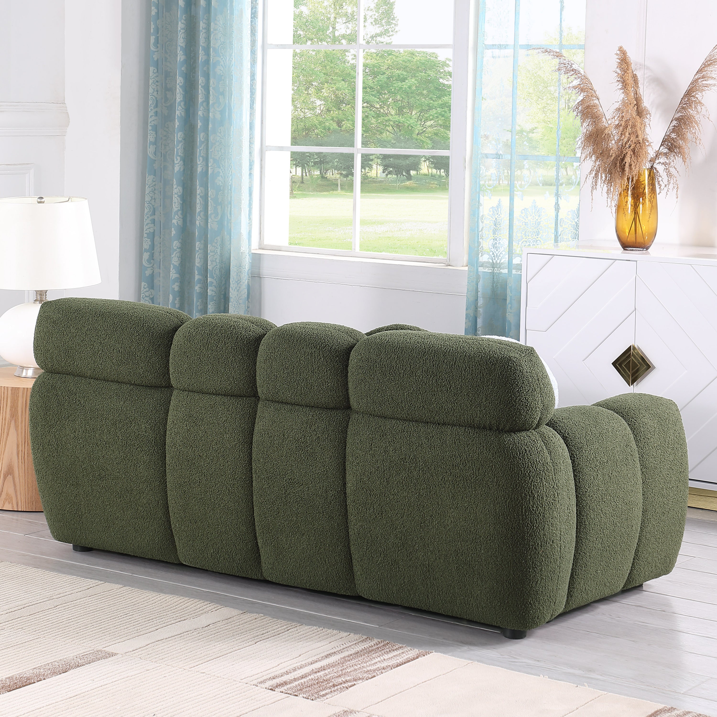 sofa and loveseater ,human body structure for USA people,  marshmallow sofa,boucle sofa ,OLIVE GREEN BOUCLE