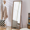 Third generation packaging upgrade, thickened border, brown wood grain solid wood frame full length mirror, dressing mirror, bedroom entrance, decorative mirror, and floor standing mirror.65"*22.8"