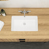 21"x13" White Ceramic Rectangular Undermount Bathroom Sink with Overflow