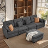 Oversized 125inch L Shaped Modular Sectional Couches with USB Ports, Ottoman, Lumbar Pillows